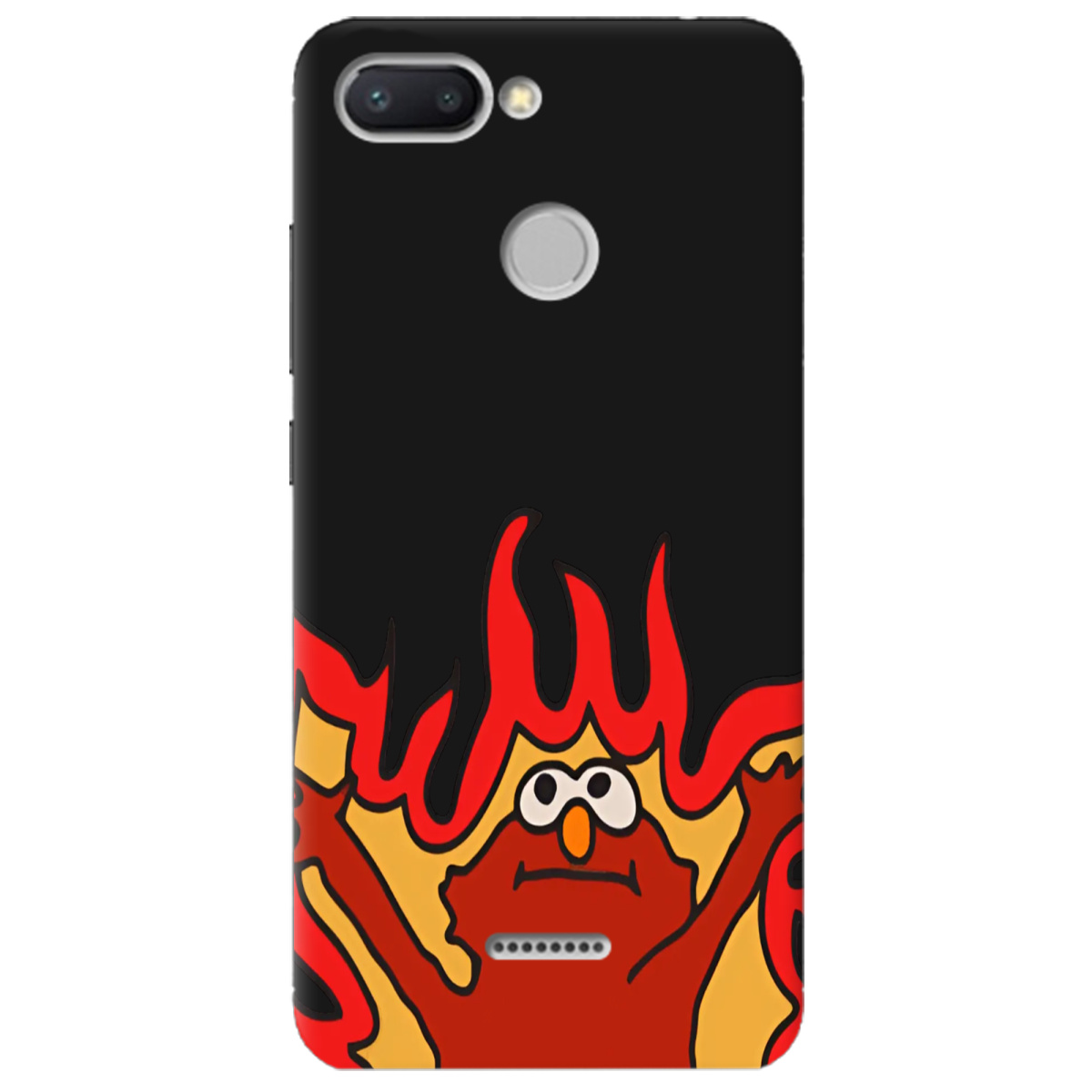 Чохол для Xiaomi Redmi 6 чорний матовий soft touch Хаос у вогні - фото 1 - Чохли для телефонів