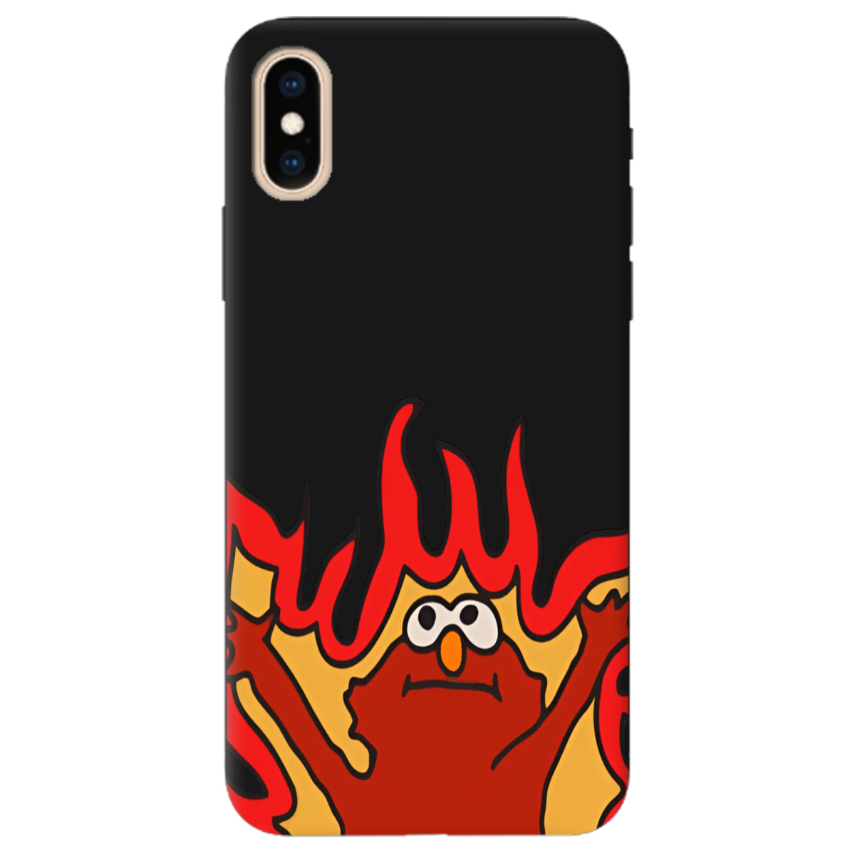 Чохол для Apple iPhone XS чорний матовий soft touch Хаос у вогні - фото 1 - Чохли для телефонів