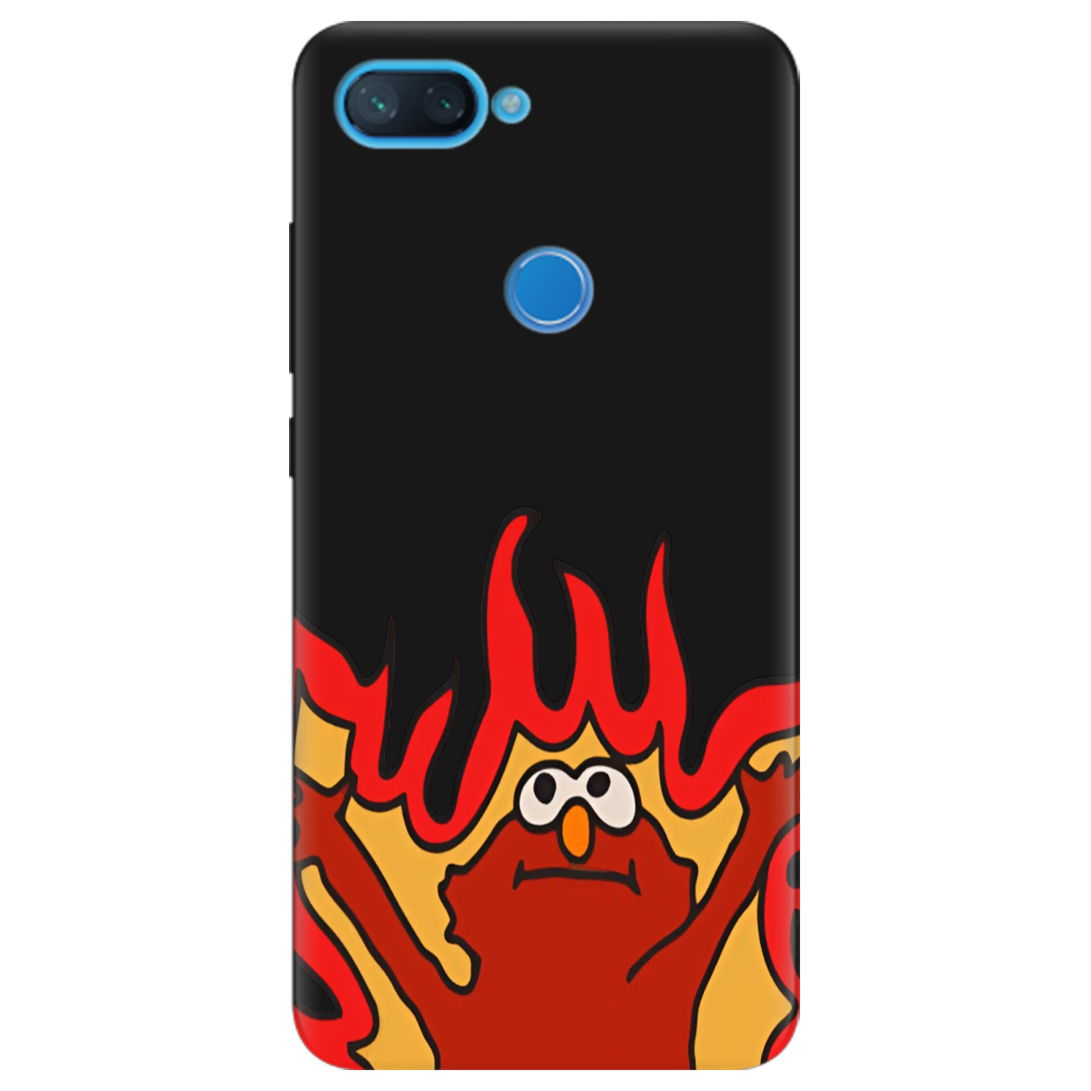 Чохол для Xiaomi Mi 8 Lite чорний матовий soft touch Хаос у вогні - фото 1 - Чохли для телефонів