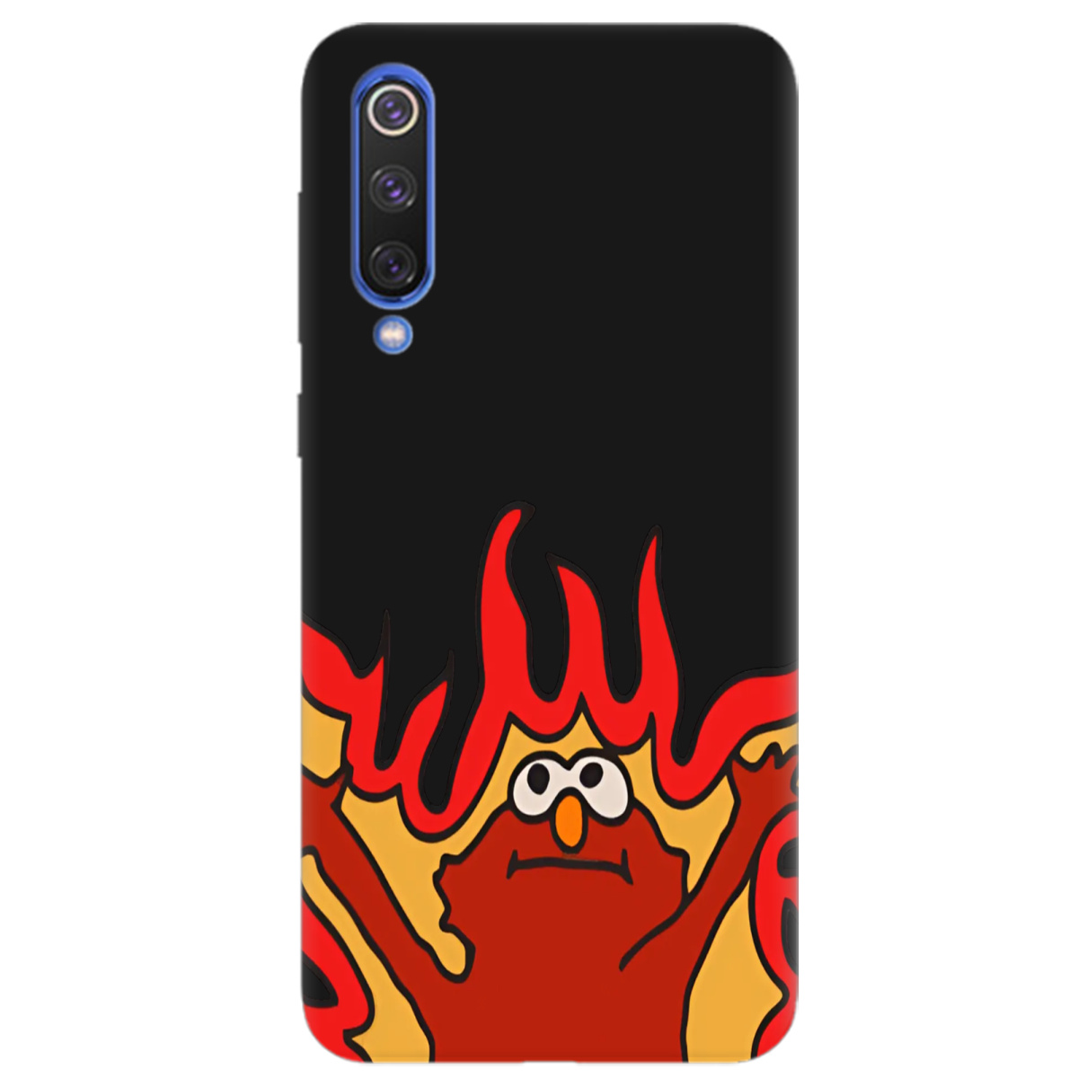 Чехол для Xiaomi Mi 9 черный матовый soft touch Хаос у вогні - фото 1 - Чехлы для телефонов