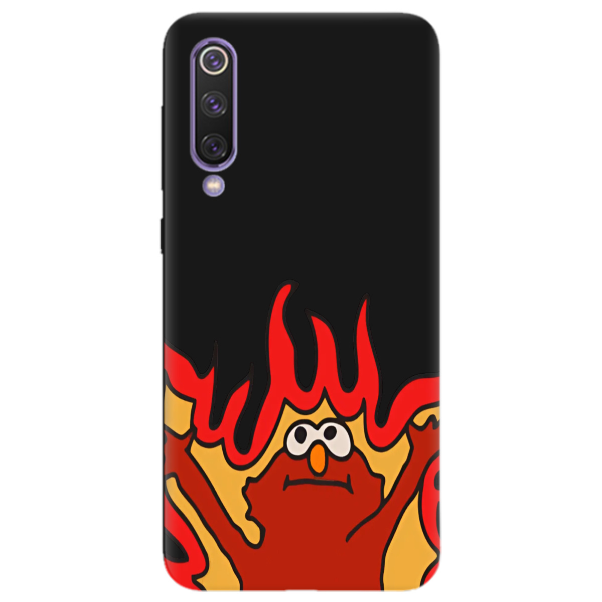 Чехол для Xiaomi Mi 9 SE черный матовый soft touch Хаос у вогні - фото 1 - Чехлы для телефонов