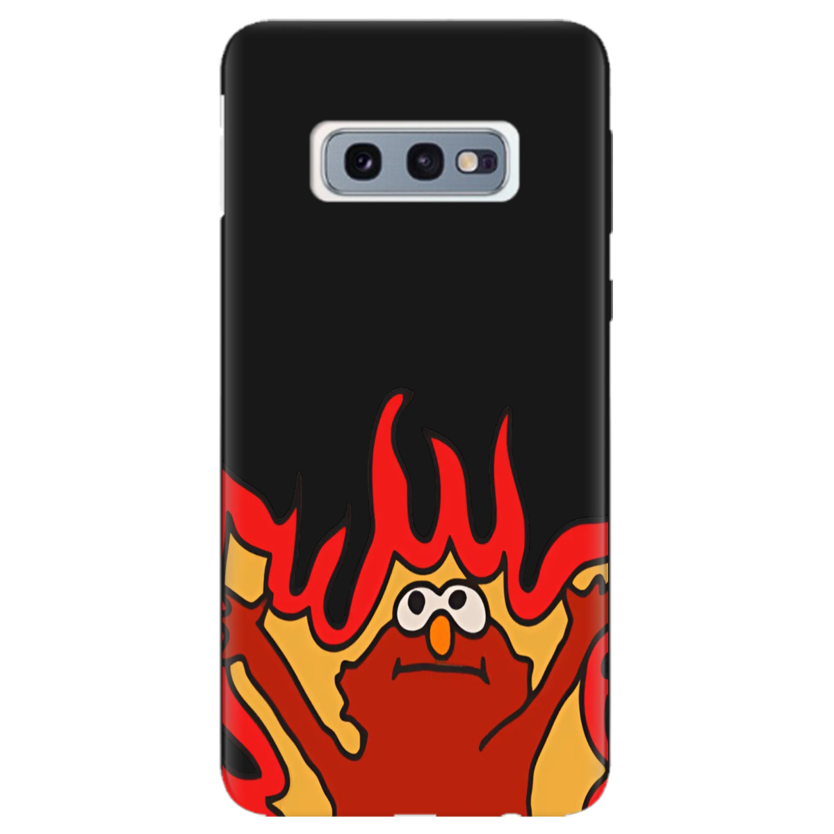 Чохол для Samsung Galaxy S10e чорний матовий soft touch Хаос у вогні - фото 1 Чохол для Samsung Galaxy S10e чорний матовий soft touch Хаос у вогні - фото 1 - Чохли для телефонів
