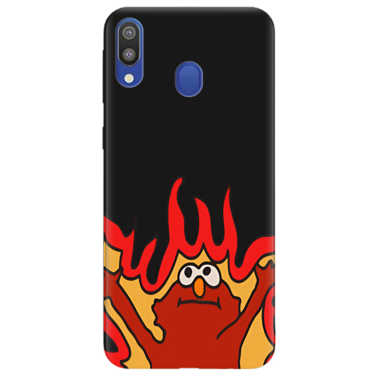 Чехол для Samsung Galaxy A40 черный матовый soft touch Хаос у вогні - фото 1 - Чехлы для телефонов