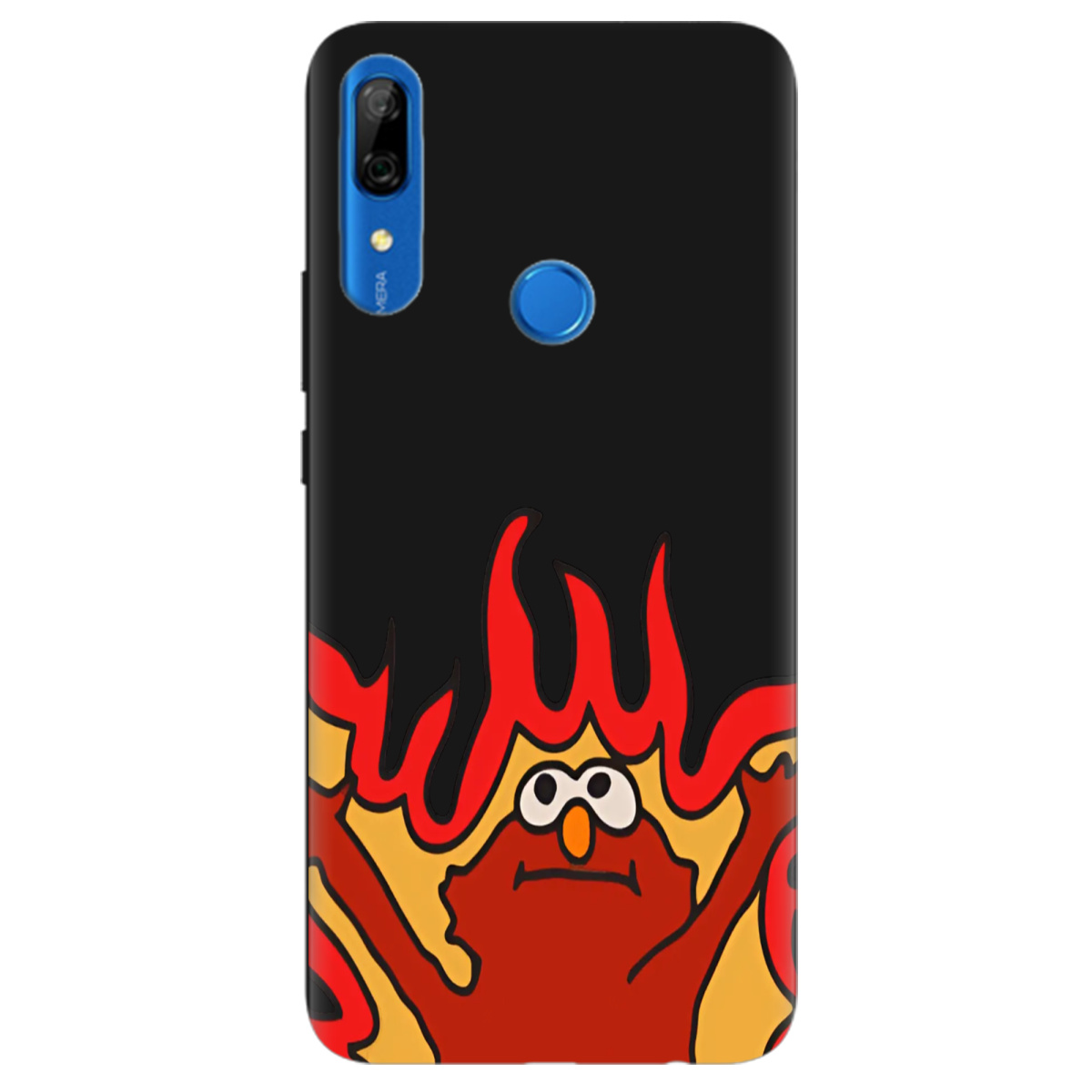 Чохол для Huawei P Smart Z чорний матовий soft touch Хаос у вогні - фото 1 - Чохли для телефонів