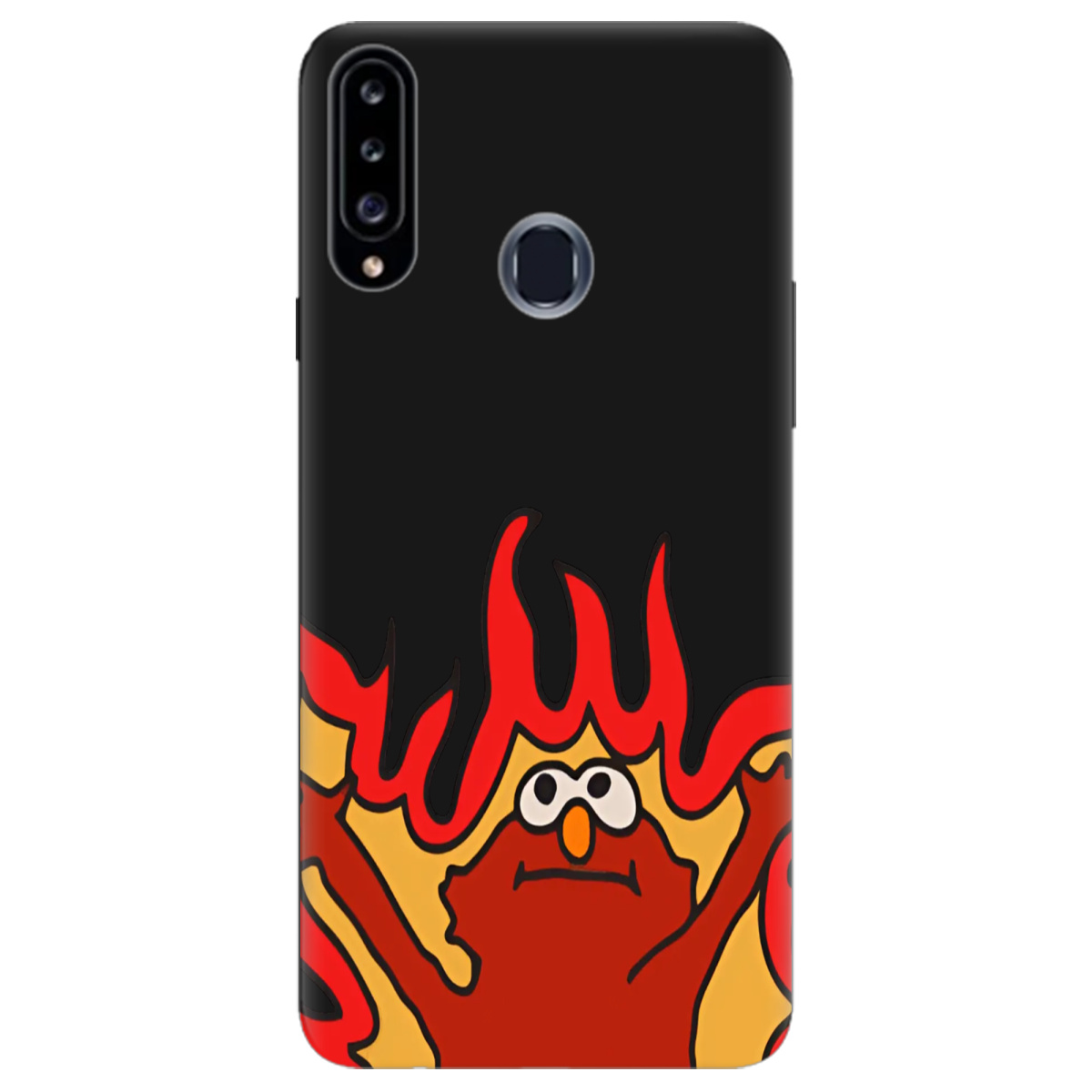 Чехол для Samsung Galaxy A20s черный матовый soft touch Хаос у вогні - фото 1 - Чехлы для телефонов