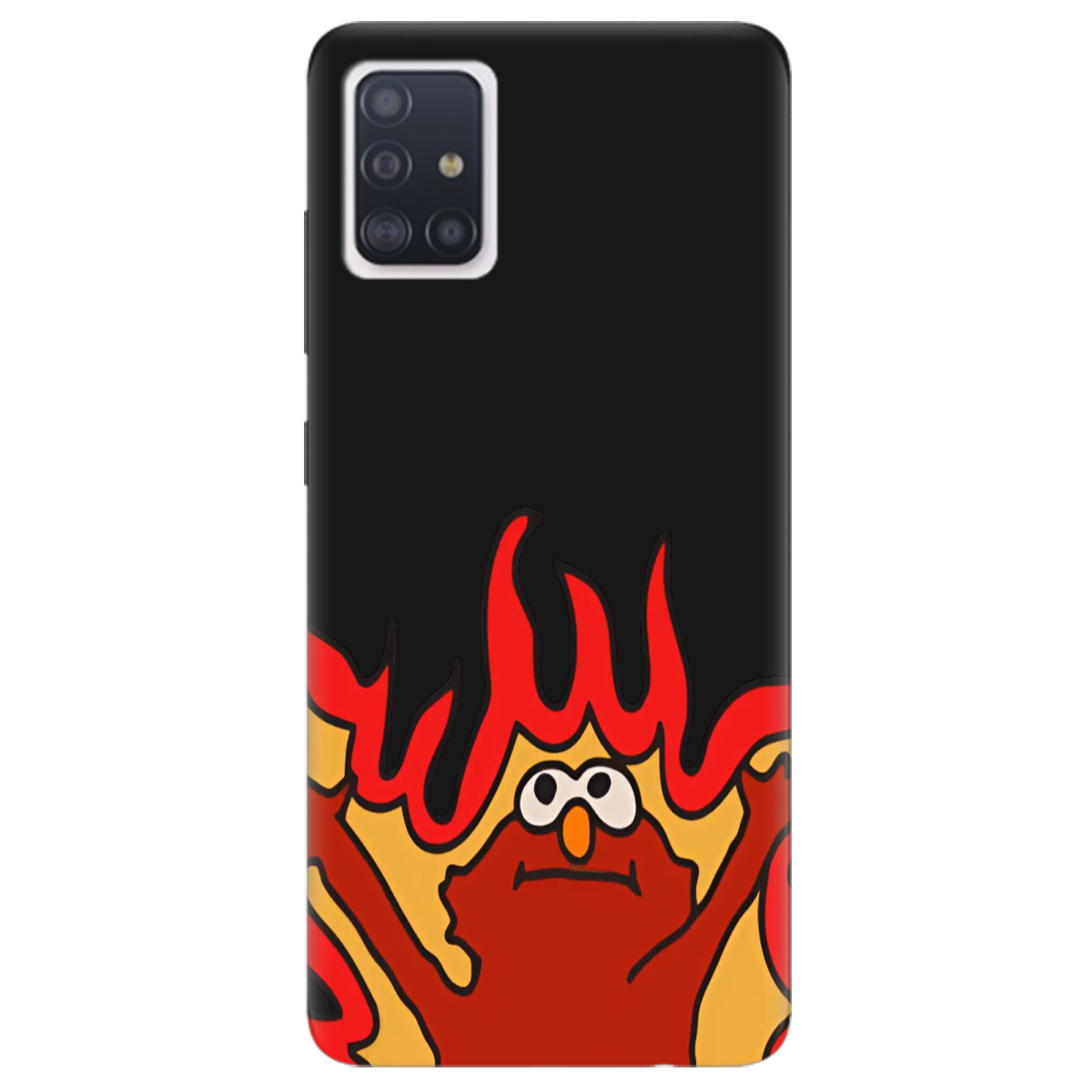 Чохол для Samsung Galaxy A71 чорний матовий soft touch Хаос у вогні - фото 1 - Чохли для телефонів