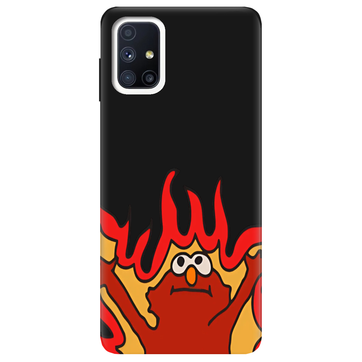 Чехол для Samsung Galaxy M51 черный матовый soft touch Хаос у вогні - фото 1 - Чехлы для телефонов