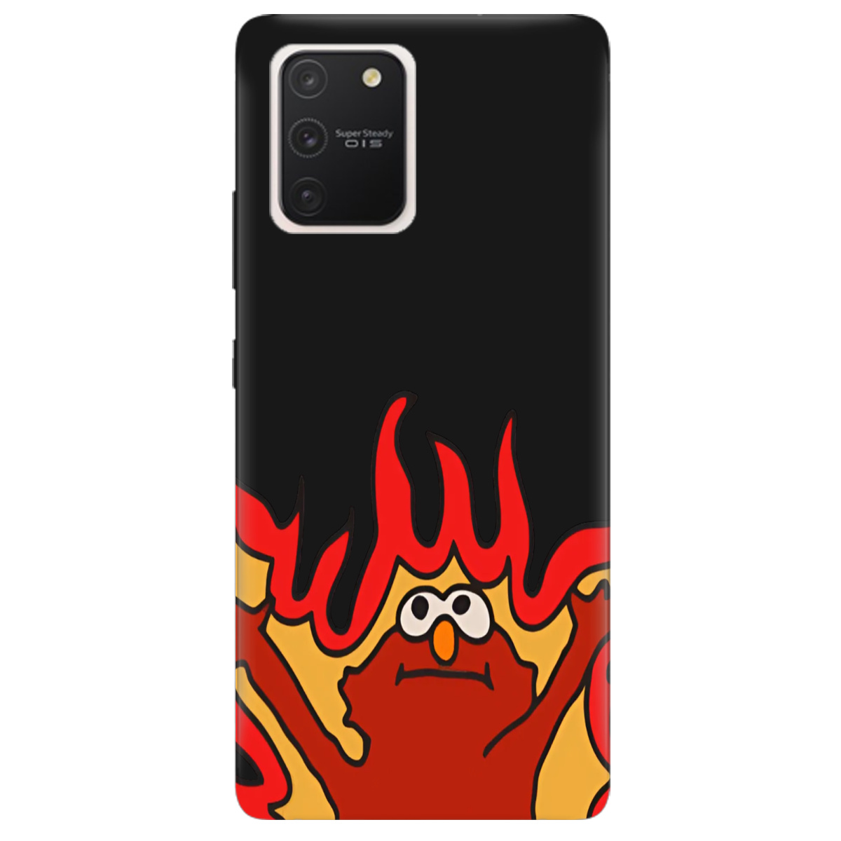 Чехол для Samsung Galaxy S10 Lite черный матовый soft touch Хаос у вогні - фото 1 - Чехлы для телефонов