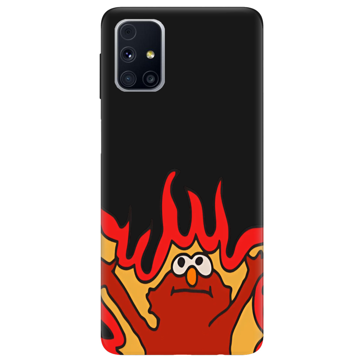 Чехол для Samsung Galaxy M31s черный матовый soft touch Хаос у вогні - фото 1 - Чехлы для телефонов