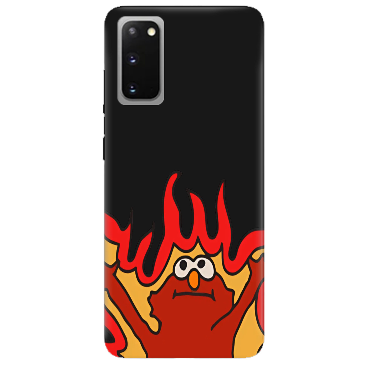 Чехол для Samsung Galaxy S20 черный матовый soft touch Хаос у вогні - фото 1 - Чехлы для телефонов