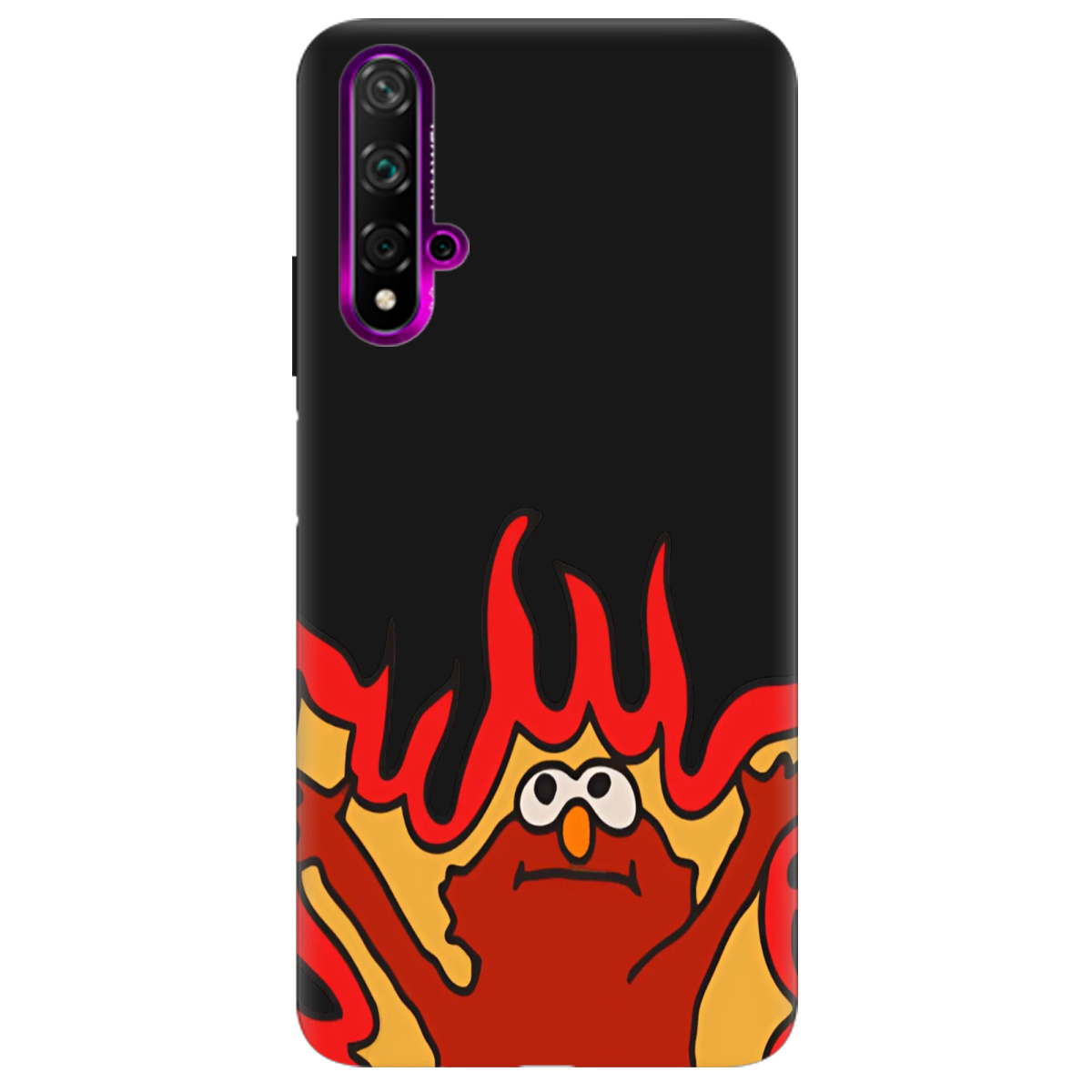 Чохол для Huawei Nova 5T чорний матовий soft touch Хаос у вогні - фото 1 - Чохли для телефонів