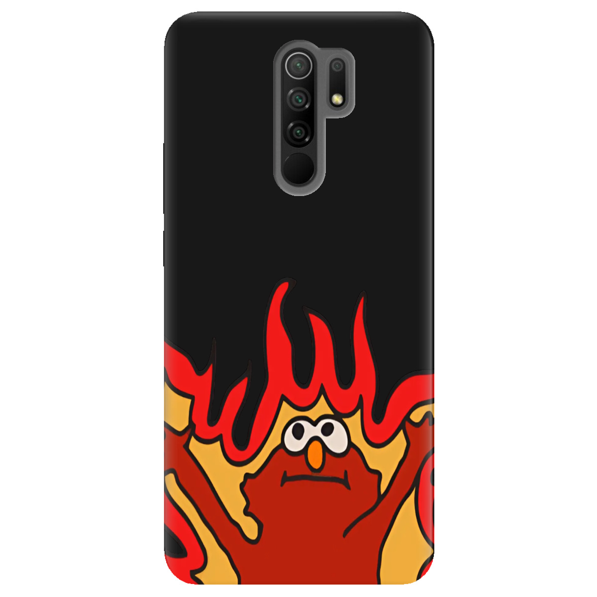 Чохол для Xiaomi Redmi 9 чорний матовий soft touch Хаос у вогні - фото 1 Чохол для Xiaomi Redmi 9 чорний матовий soft touch Хаос у вогні - фото 1 - Чохли для телефонів