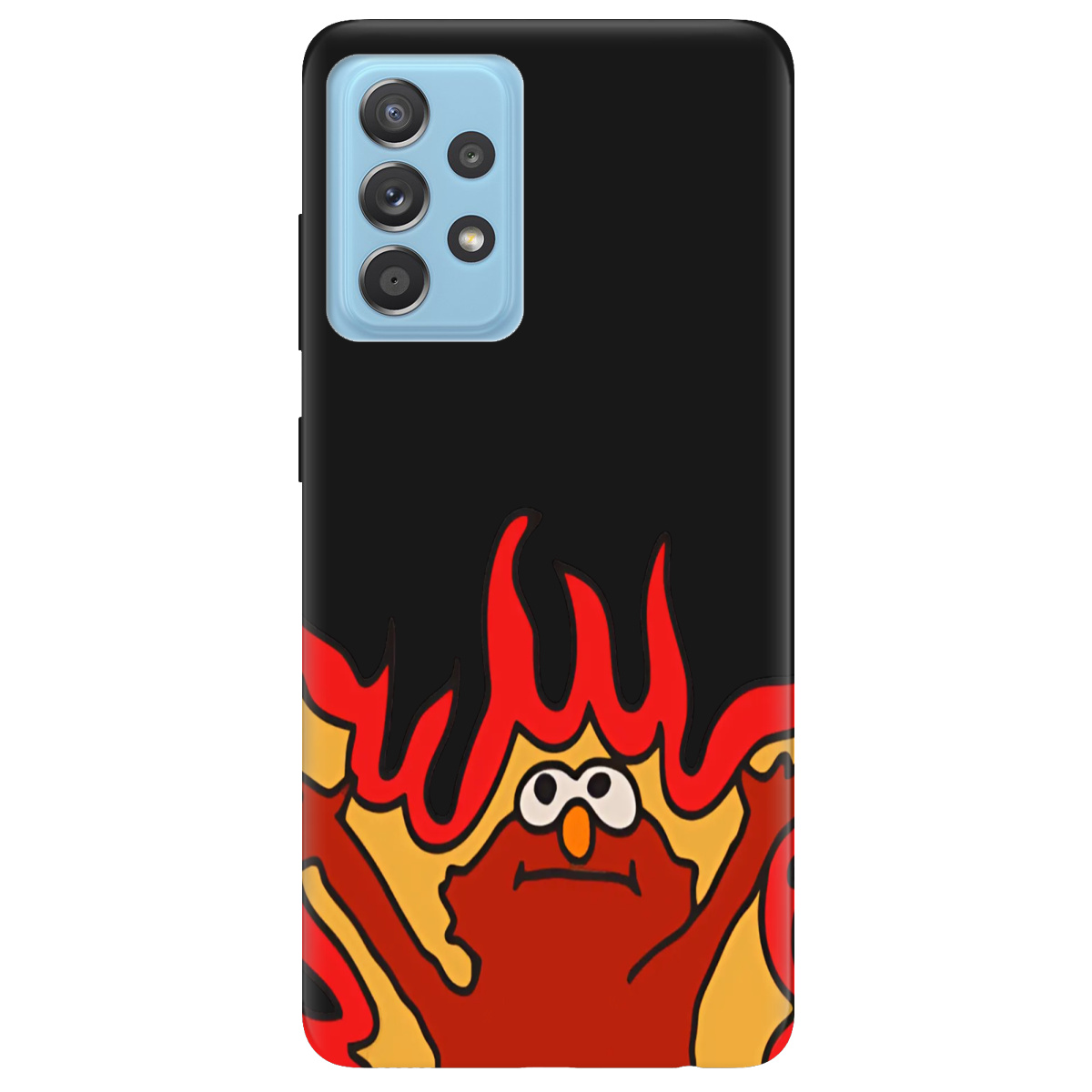 Чехол для Samsung Galaxy A52 черный матовый soft touch Хаос у вогні - фото 1 - Чехлы для телефонов