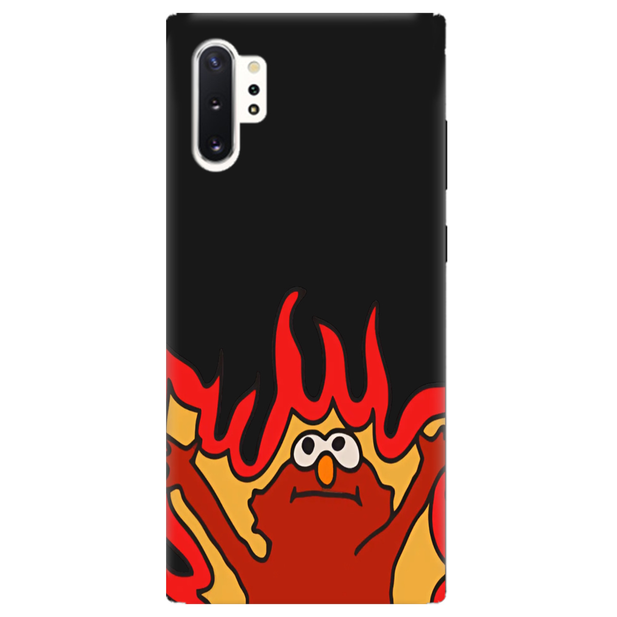 Чехол для Samsung Galaxy Note 10 Plus черный матовый soft touch Хаос у вогні - фото 1 - Чехлы для телефонов