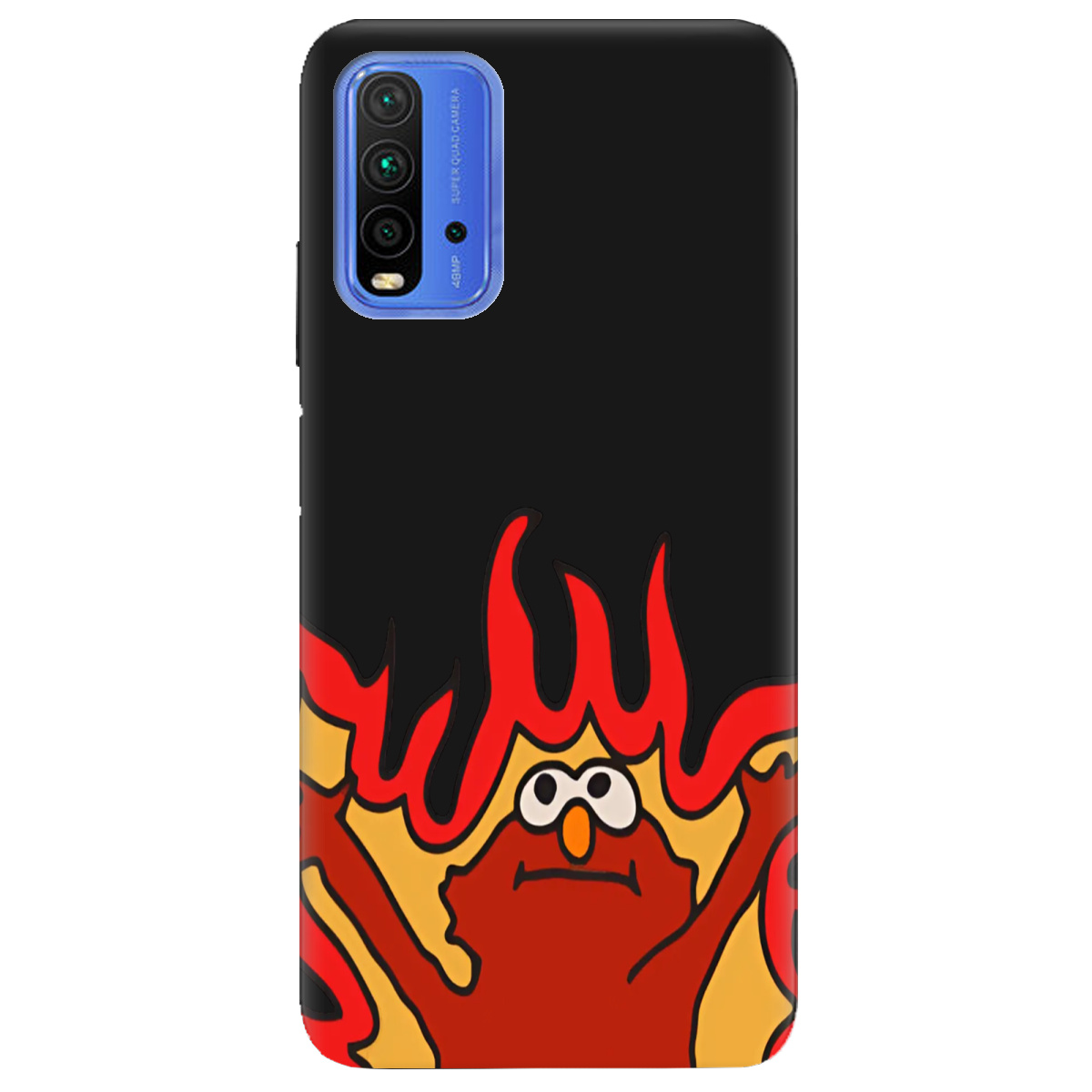 Чехол для Xiaomi Redmi 9T черный матовый soft touch Хаос у вогні - фото 1 - Чехлы для телефонов