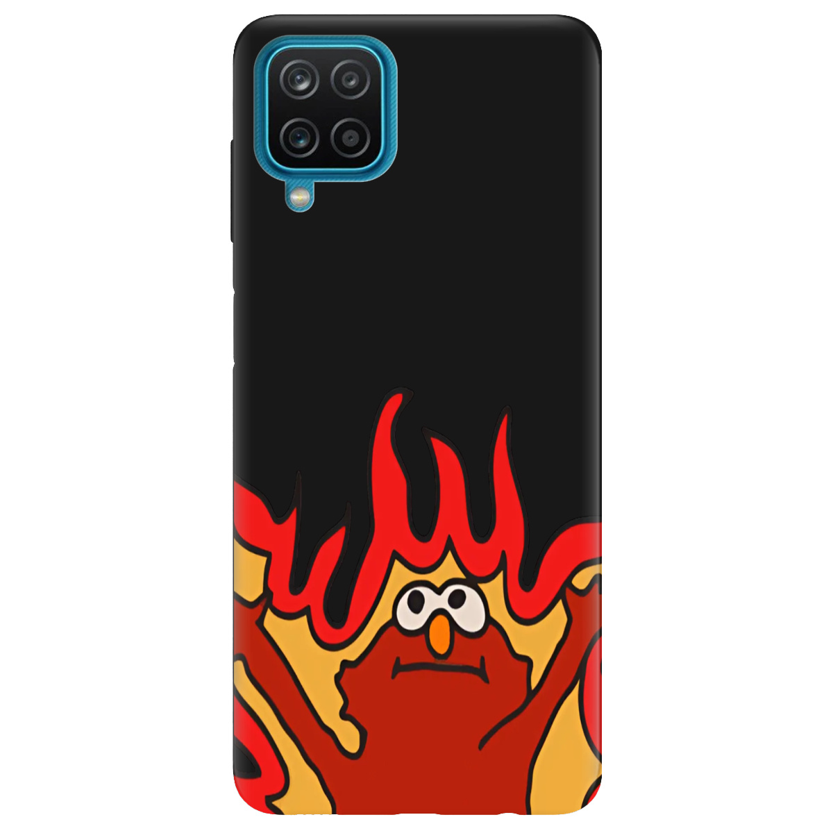 Чохол для Samsung Galaxy A12 4G чорний матовий soft touch Хаос у вогні - фото 1 - Чохли для телефонів