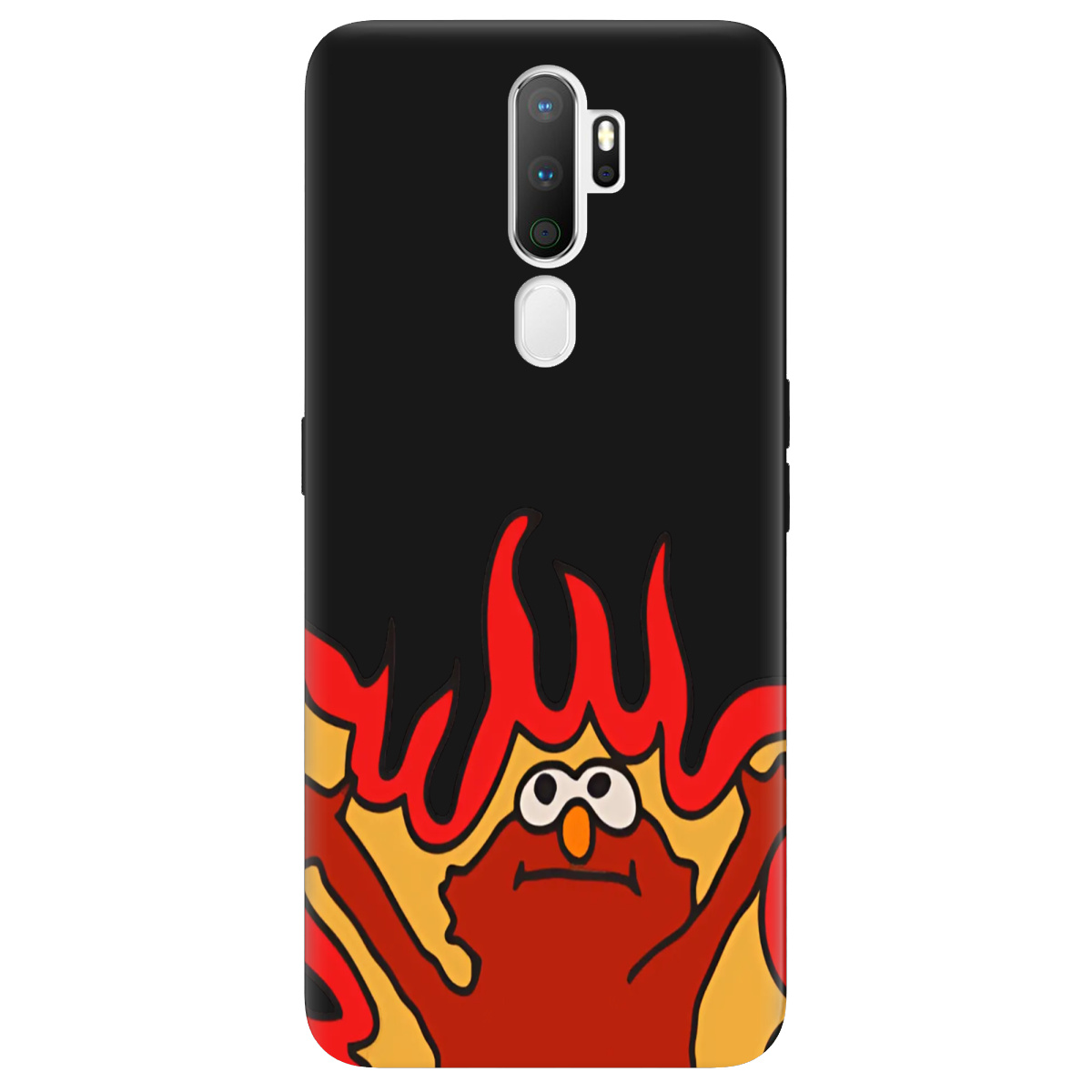 Чехол для Oppo A5 2020/A9 2020 черный матовый soft touch Хаос у вогні - фото 1 - Чехлы для телефонов