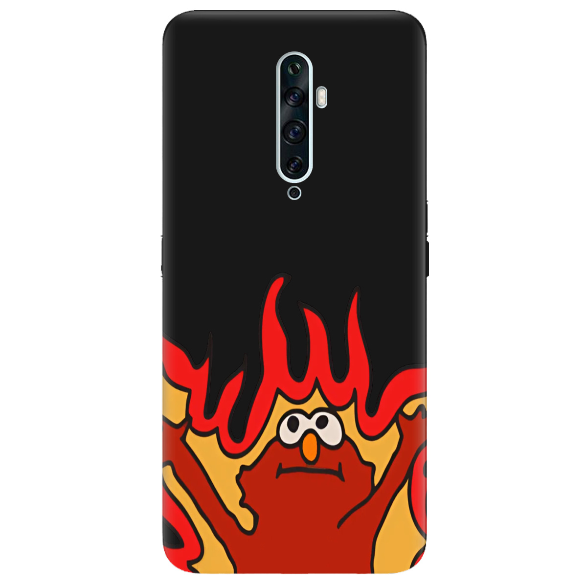 Чохол для Oppo Reno 2 чорний матовий soft touch Хаос у вогні - фото 1 - Чохли для телефонів