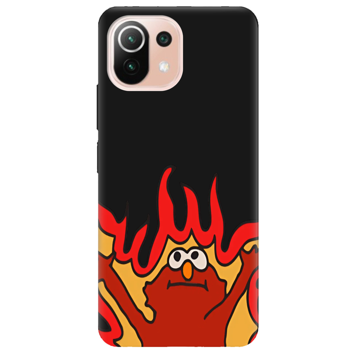 Чохол для Xiaomi Mi 11 lite чорний матовий soft touch Хаос у вогні - фото 1 - Чохли для телефонів