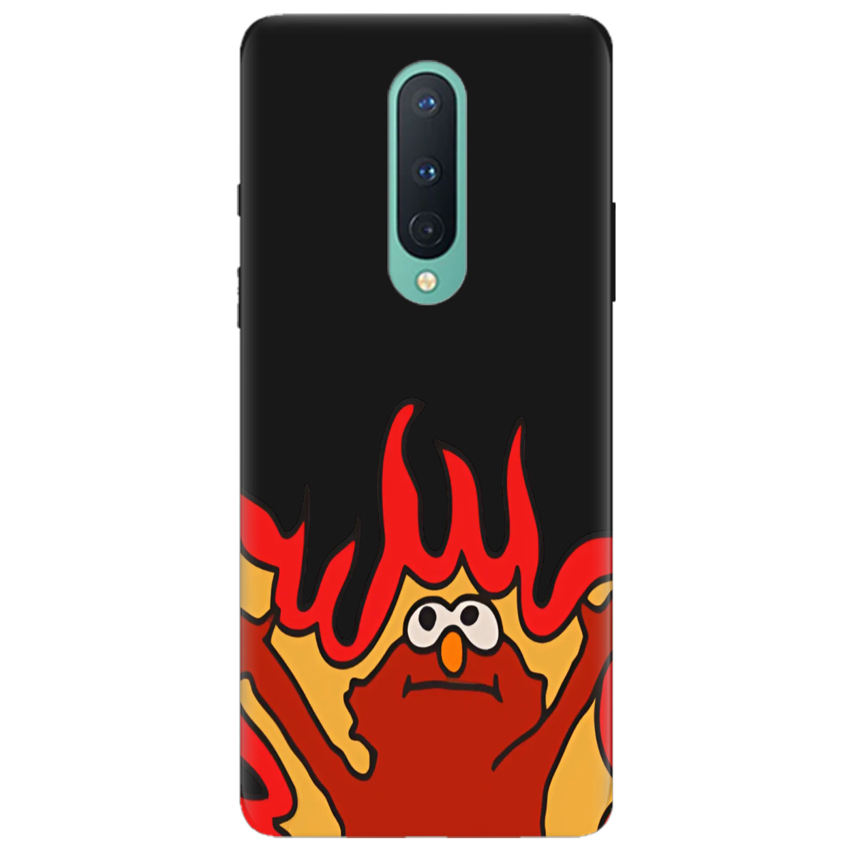 Чохол для OnePlus 8 чорний матовий soft touch Хаос у вогні - фото 1 - Чохли для телефонів