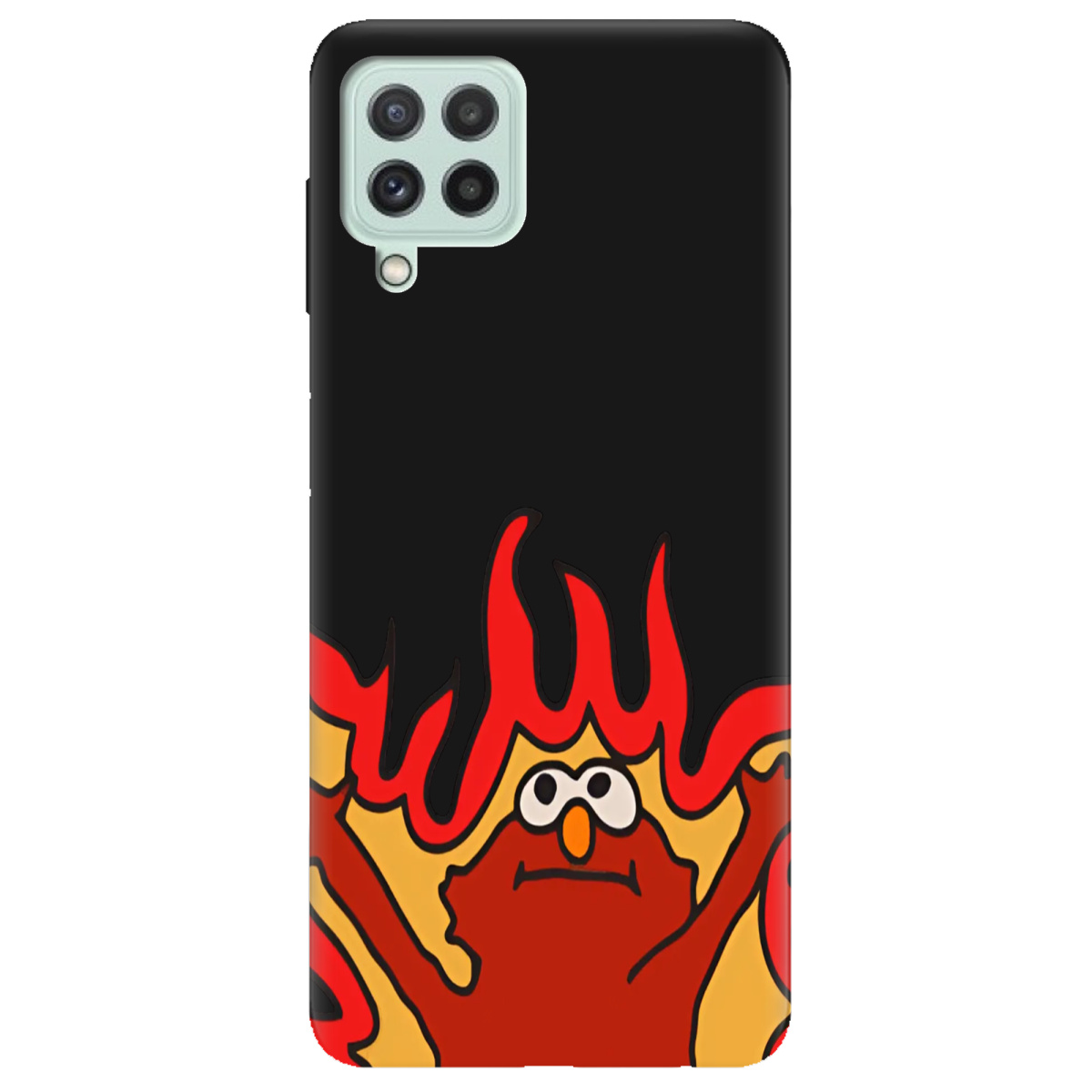 Чохол для Samsung Galaxy M32 чорний матовий soft touch Хаос у вогні - фото 1 - Чохли для телефонів