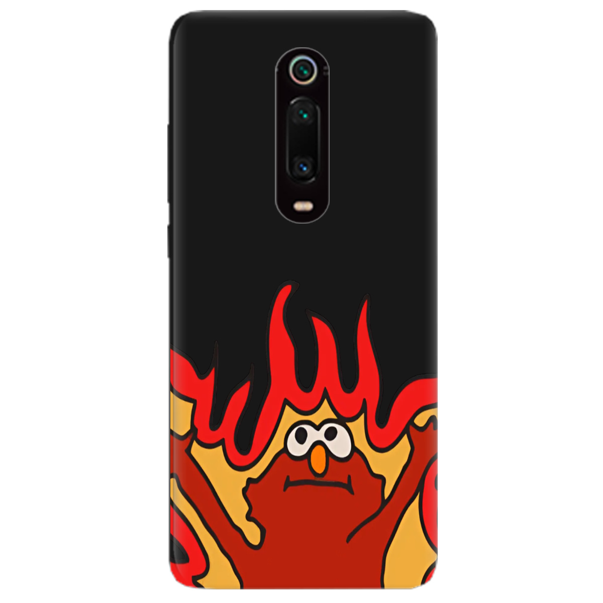 Чохол для Xiaomi Mi 9T чорний матовий soft touch Хаос у вогні - фото 1 - Чохли для телефонів