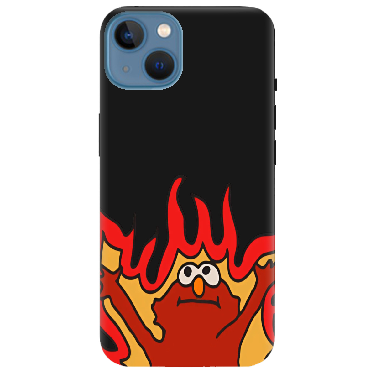 Чохол для Apple iPhone 13 чорний матовий soft touch Хаос у вогні - фото 1 - Чохли для телефонів