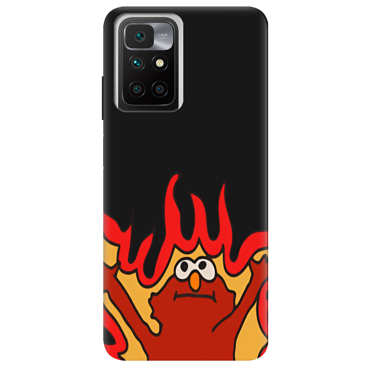 Чохол для Xiaomi Redmi 10 чорний матовий soft touch Хаос у вогні - фото 1 - Чохли для телефонів
