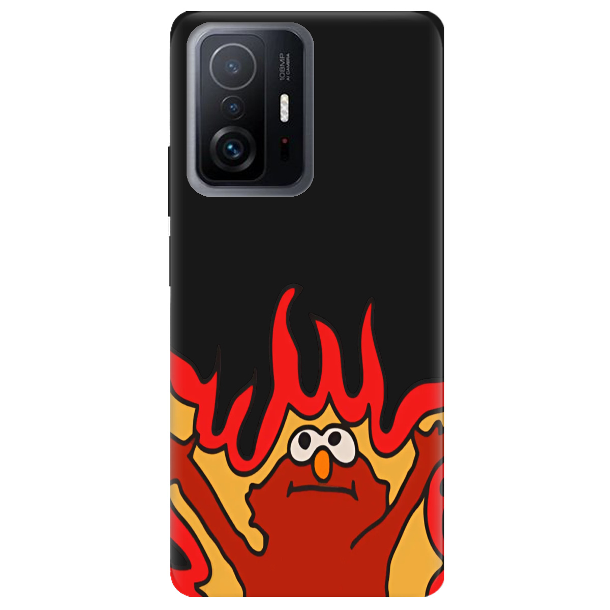 Чехол для Xiaomi 11T черный матовый soft touch Хаос у вогні - фото 1 - Чехлы для телефонов