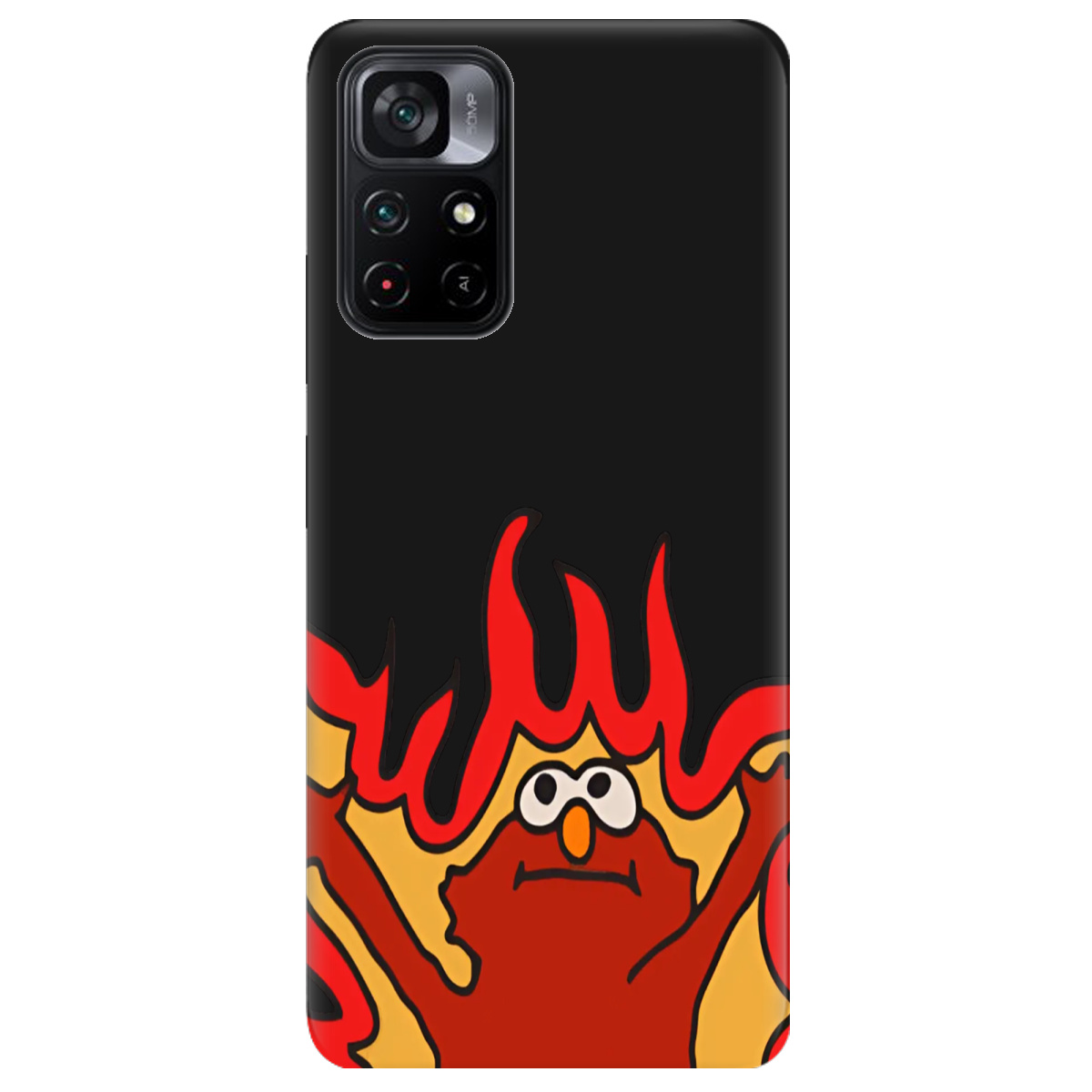 Чехол для Xiaomi Poco M4 Pro 5G черный матовый soft touch Хаос у вогні - фото 1 - Чехлы для телефонов