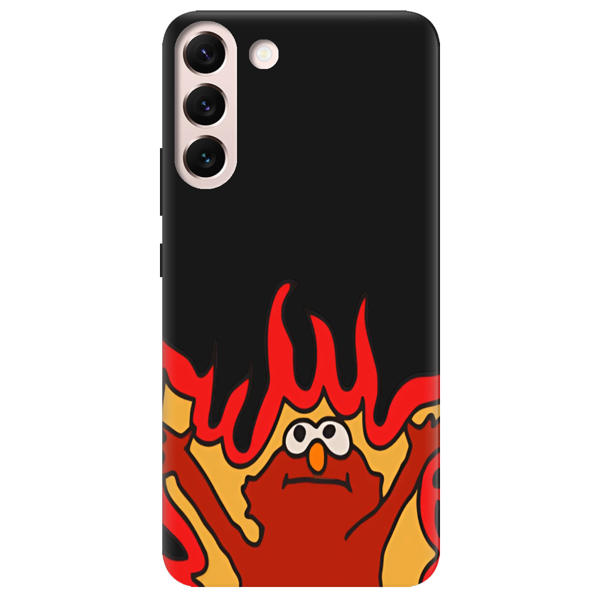 Чехол для Samsung Galaxy S22 черный матовый soft touch Хаос у вогні - фото 1 - Чехлы для телефонов
