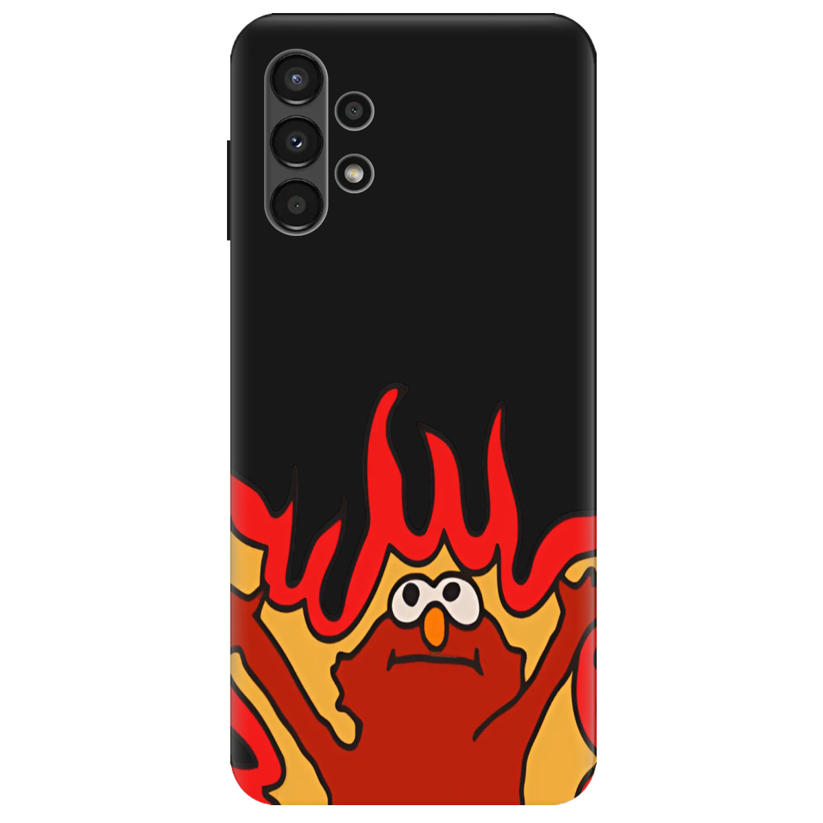 Чехол для Samsung Galaxy A13 4G черный матовый soft touch Хаос у вогні - фото 1 - Чехлы для телефонов