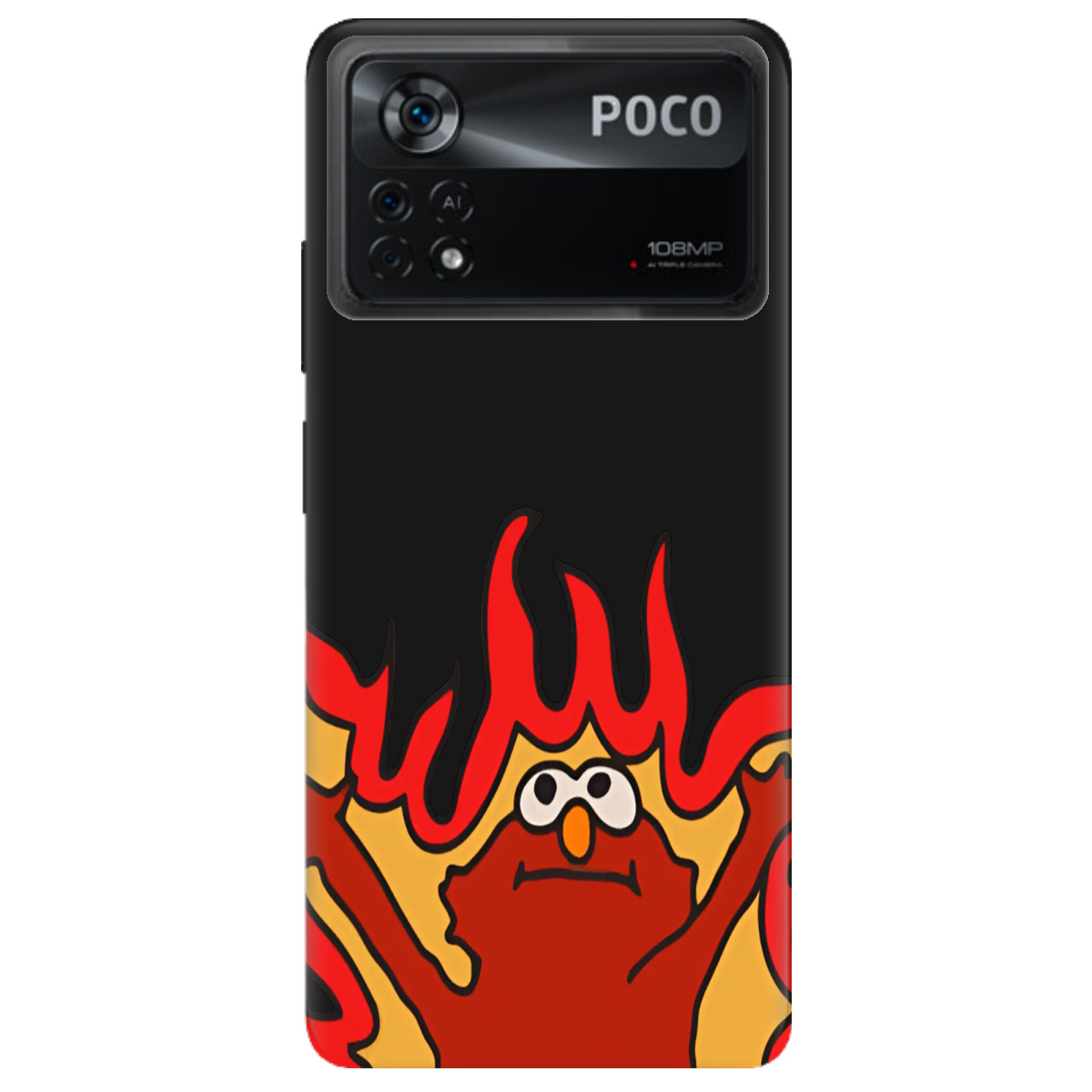 Чохол для Xiaomi Poco X4 Pro 5G чорний матовий soft touch Хаос у вогні - фото 1 Чохол для Xiaomi Poco X4 Pro 5G чорний матовий soft touch Хаос у вогні - фото 1 - Чохли для телефонів