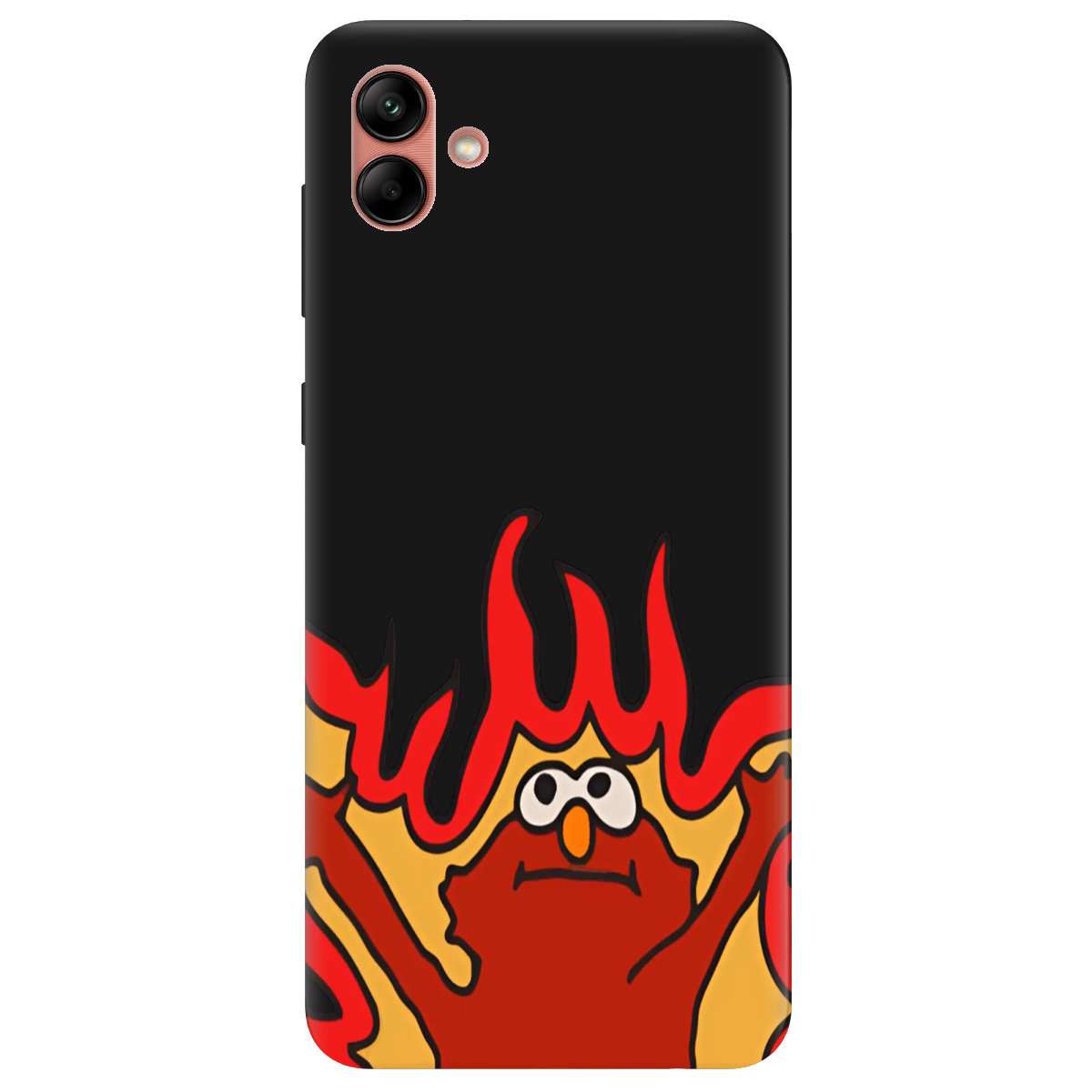 Чохол для Samsung Galaxy A04 чорний матовий soft touch Хаос у вогні - фото 1 - Чохли для телефонів