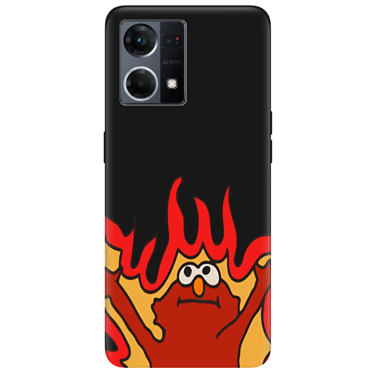 Чохол для Oppo Reno  7 4G чорний матовий soft touch Хаос у вогні - фото 1 - Чохли для телефонів
