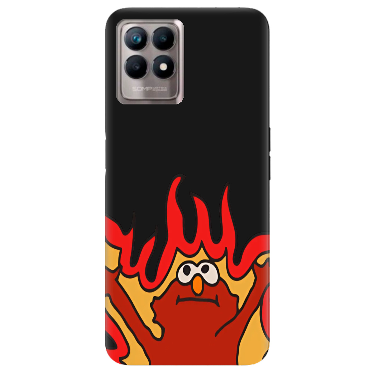 Чехол для Realme 8i черный матовый soft touch Хаос у вогні - фото 1 - Чехлы для телефонов