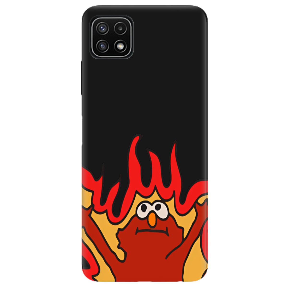 Чехол для Samsung Galaxy A22 5G черный матовый soft touch Хаос у вогні - фото 1 - Чехлы для телефонов