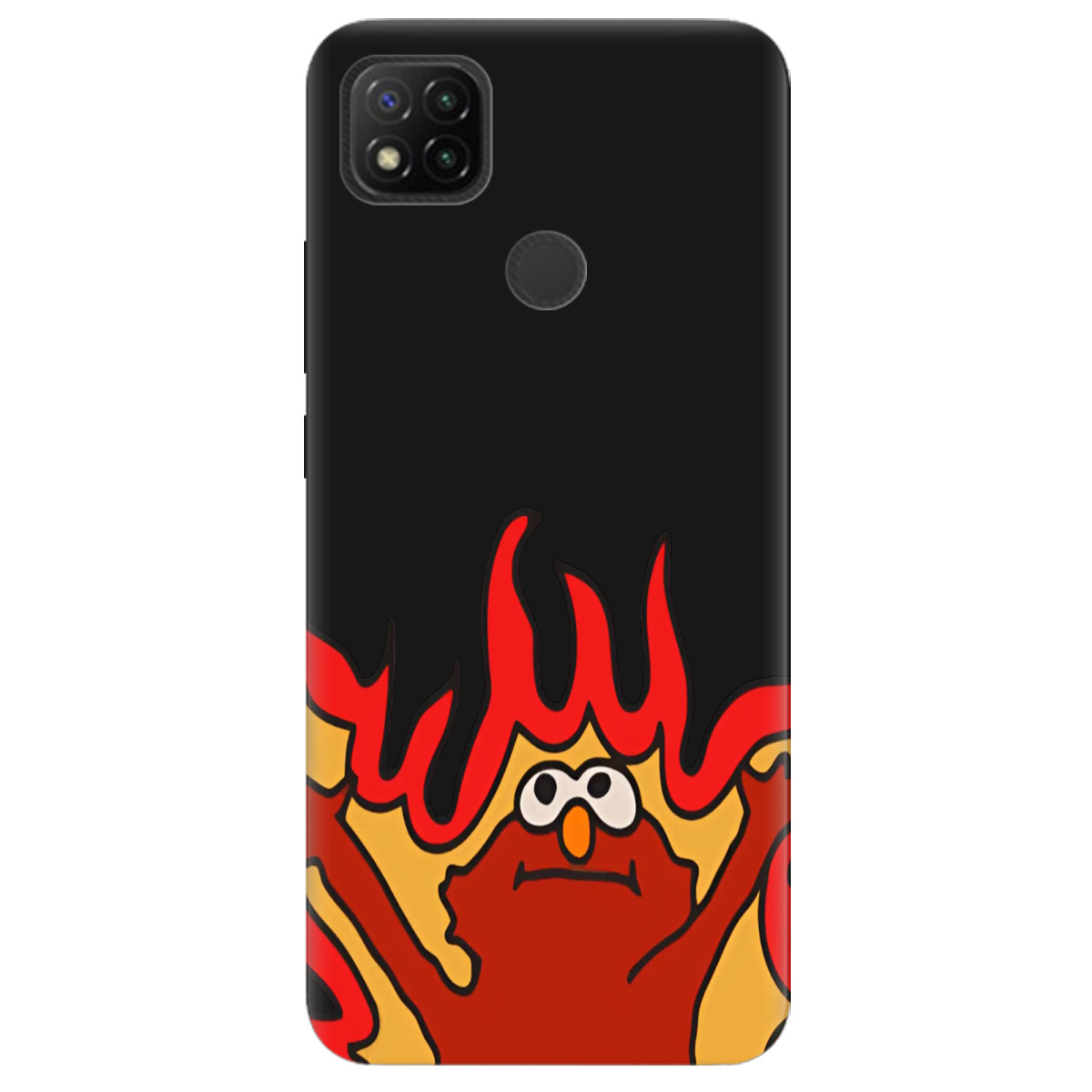 Чохол для Xiaomi Redmi 10A чорний матовий soft touch Хаос у вогні - фото 1 - Чохли для телефонів