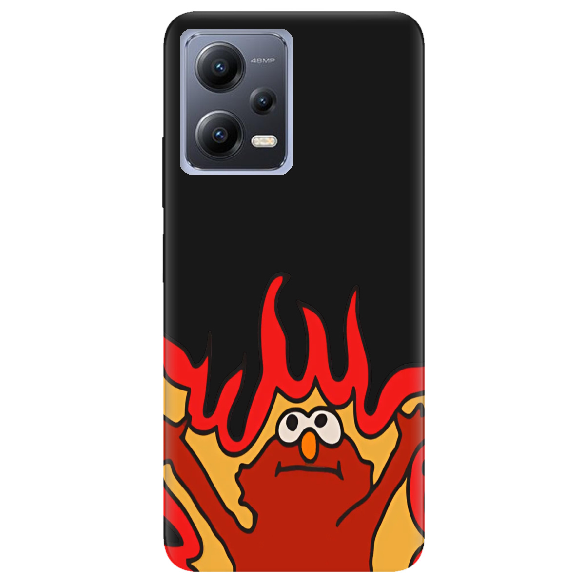 Чохол для Xiaomi Redmi Note 12 5G чорний матовий soft touch Хаос у вогні - фото 1 - Чохли для телефонів