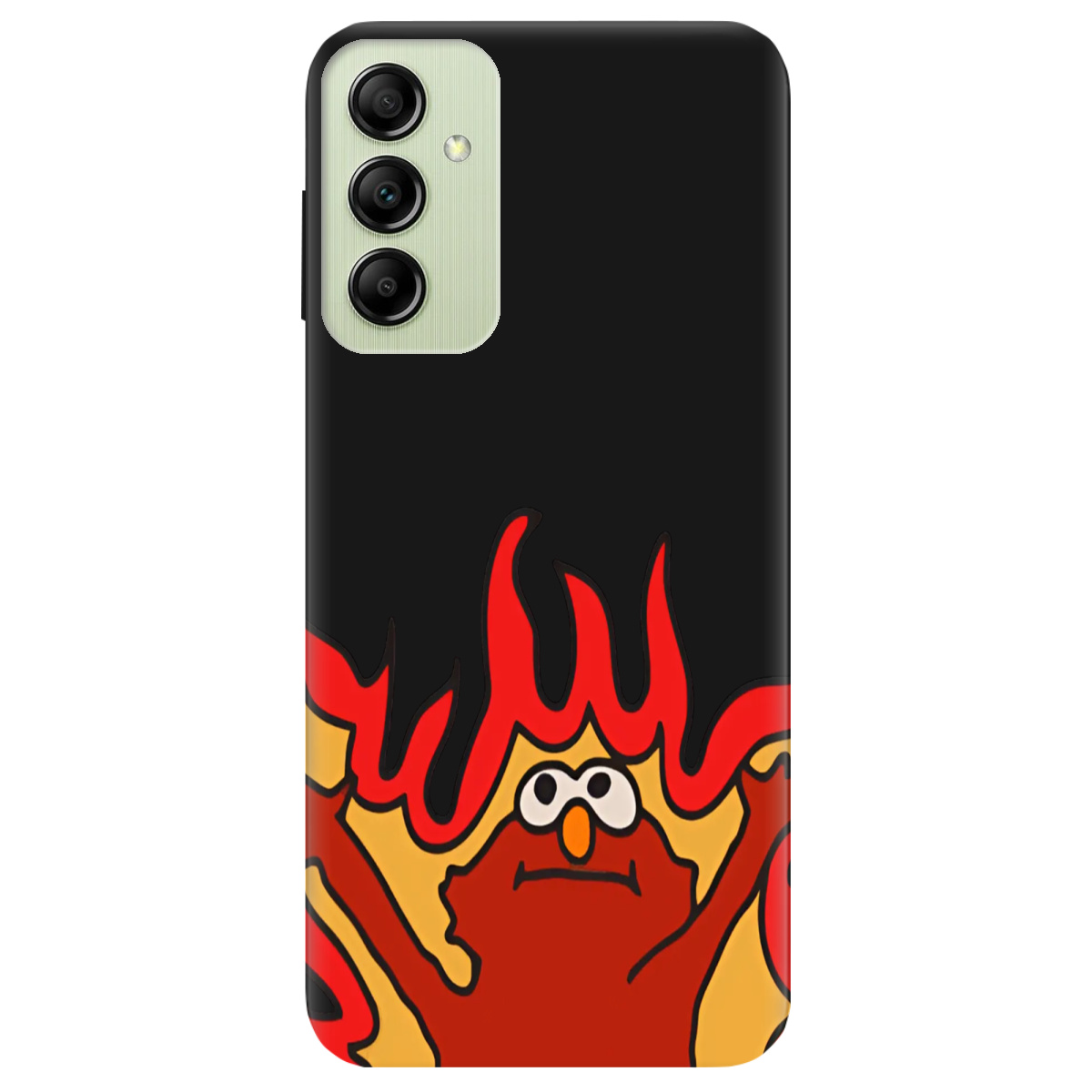 Чехол для Samsung Galaxy A14 черный матовый soft touch Хаос у вогні - фото 1 - Чехлы для телефонов