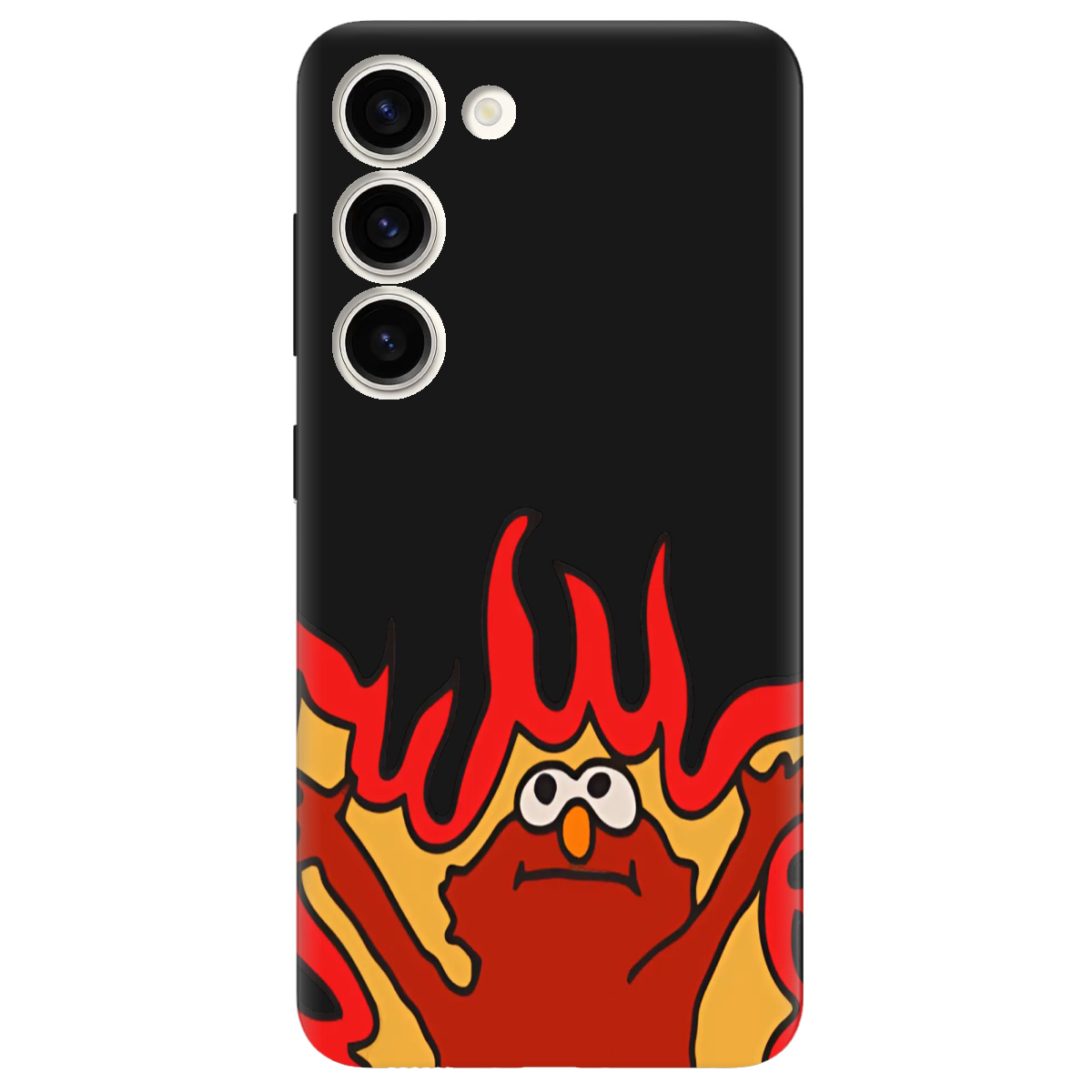 Чохол для Samsung Galaxy S23 Plus чорний матовий soft touch Хаос у вогні - фото 1 - Чохли для телефонів