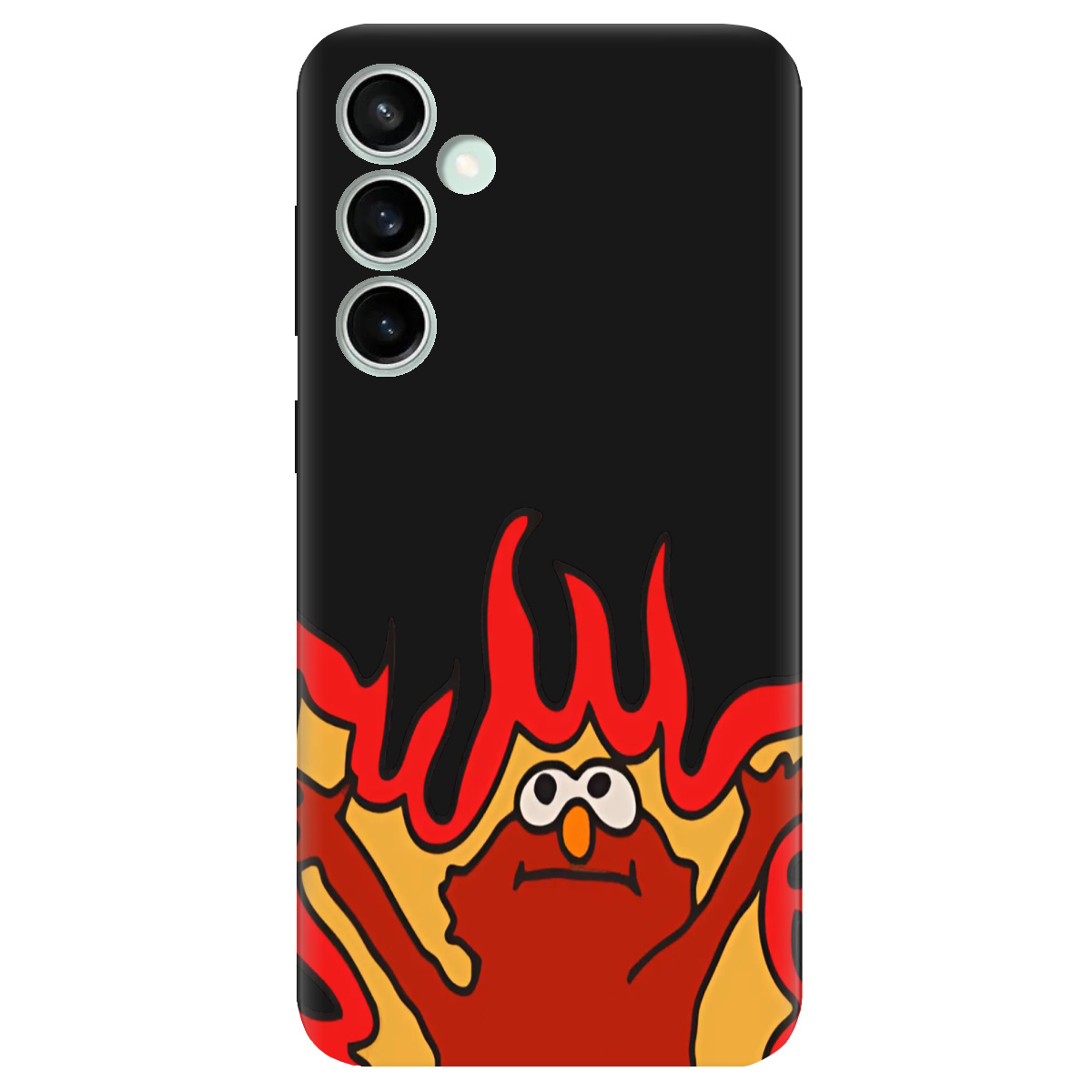 Чехол для Samsung Galaxy S23 FE черный матовый soft touch Хаос у вогні - фото 1 - Чехлы для телефонов