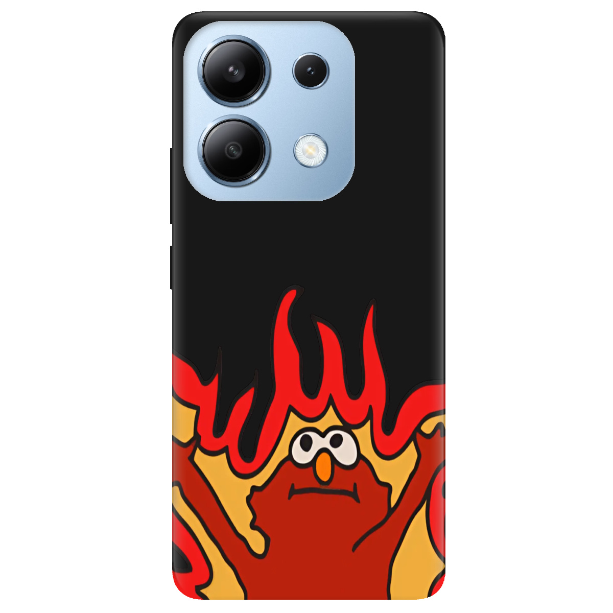 Чехол для Xiaomi Redmi Note 13 4G черный матовый soft touch Хаос у вогні - фото 1 - Чехлы для телефонов