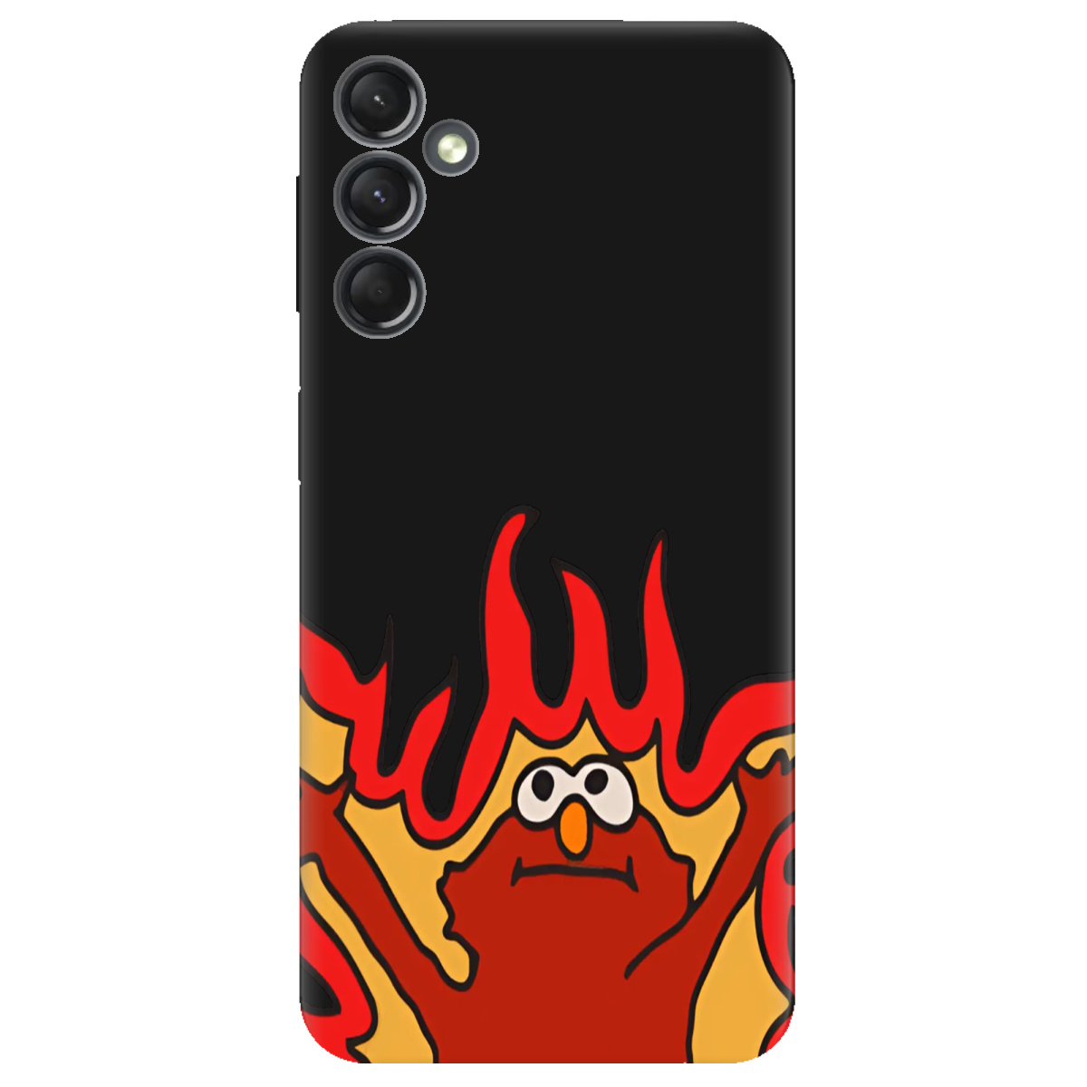 Чехол для Samsung Galaxy A25 черный матовый soft touch Хаос у вогні - фото 1 - Чехлы для телефонов