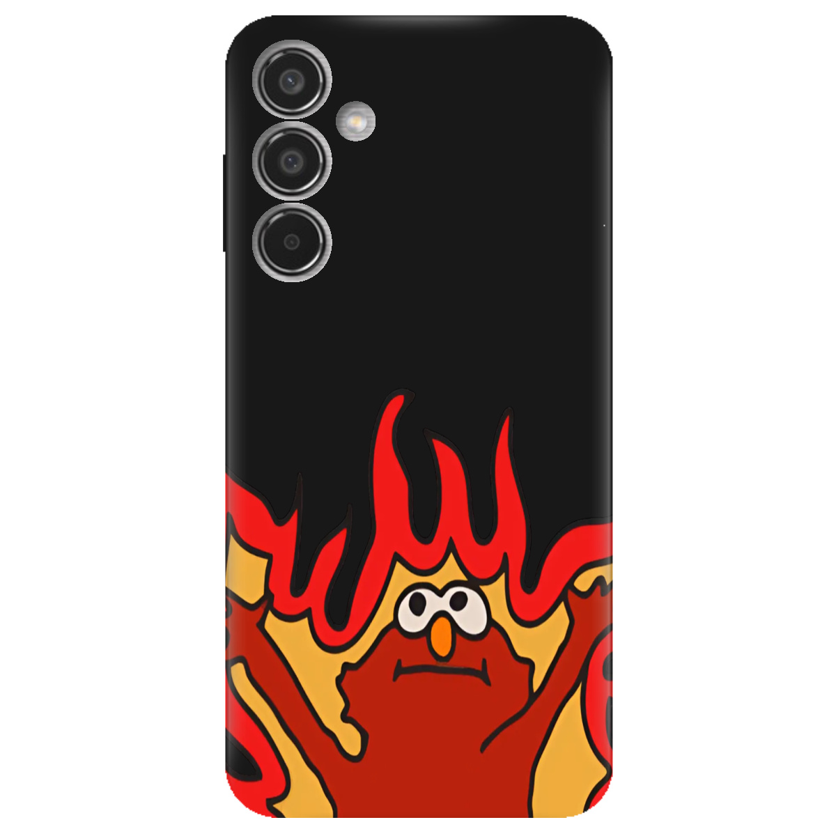 Чехол для Samsung Galaxy M35 5G черный матовый soft touch Хаос у вогні - фото 1 - Чехлы для телефонов