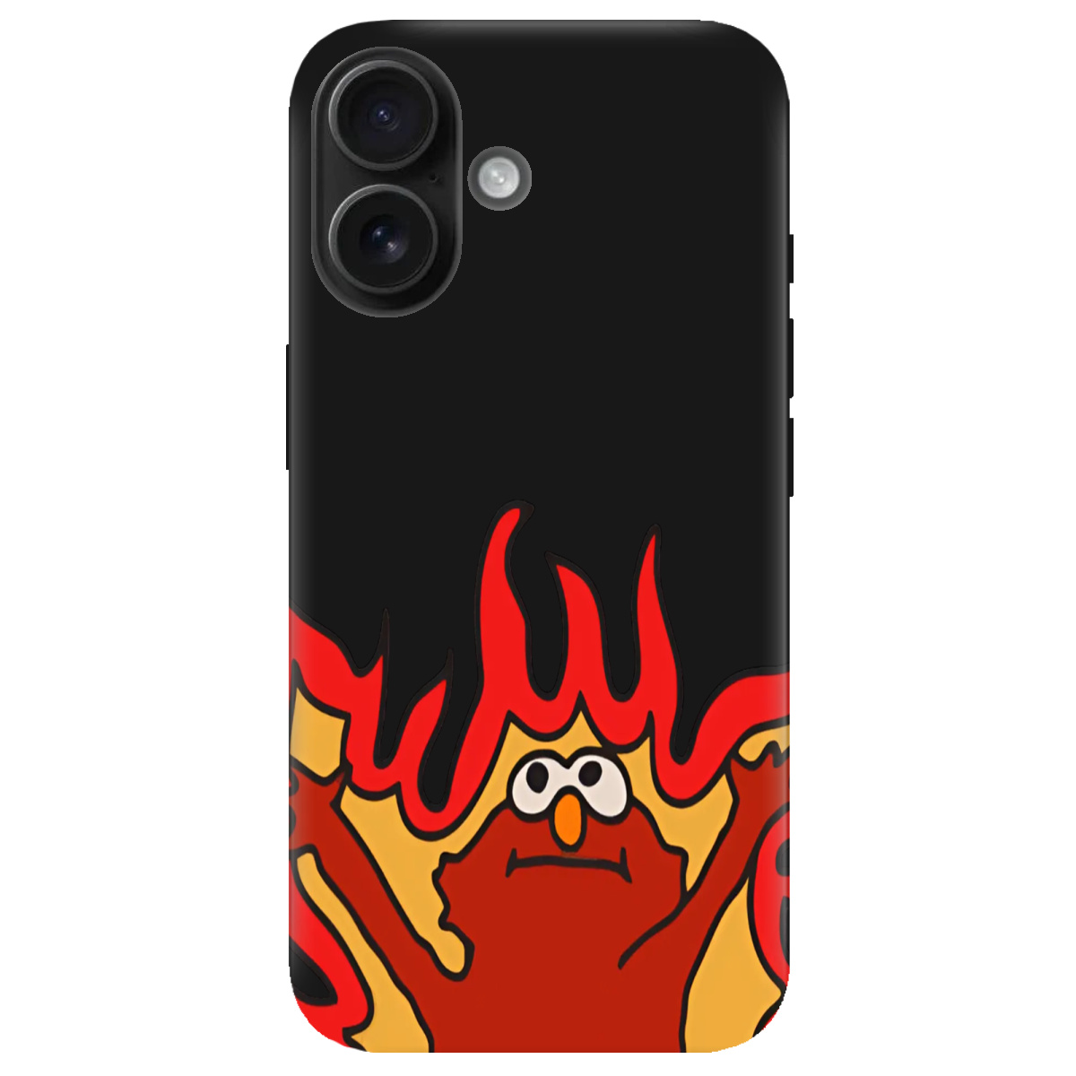 Чохол для Apple iPhone 16 чорний матовий soft touch Хаос у вогні - фото 1 - Чохли для телефонів
