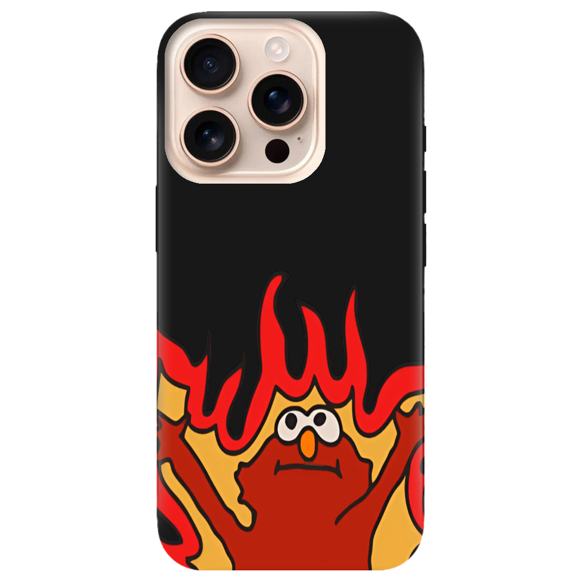 Чехол для Apple iPhone 16 Pro Max черный матовый soft touch Хаос у вогні - фото 1 - Чехлы для телефонов