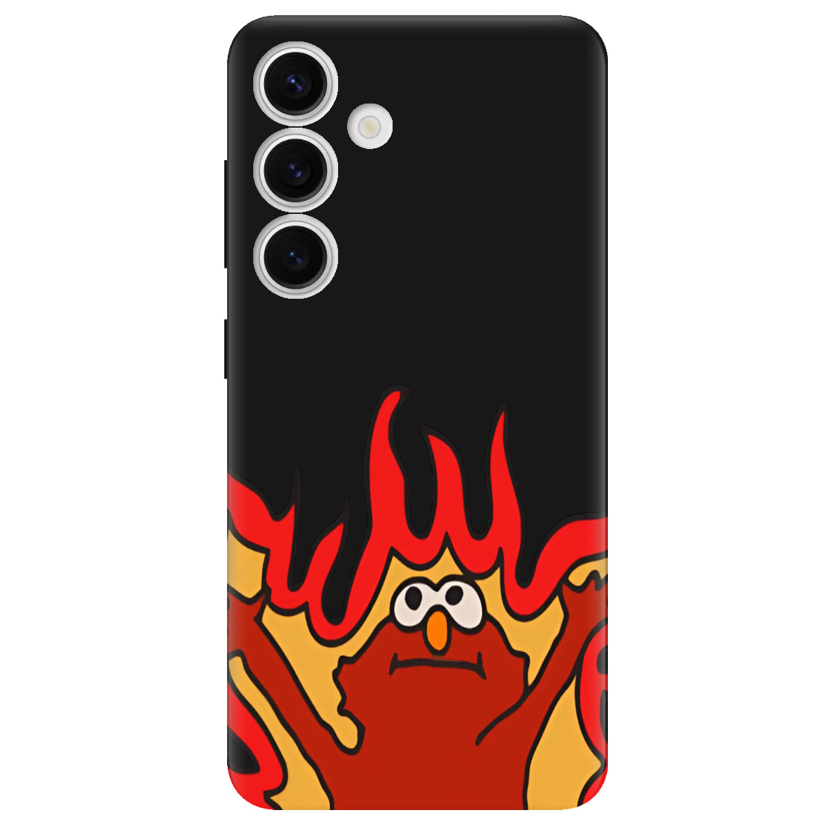 Чохол для Samsung Galaxy S25 чорний матовий soft touch Хаос у вогні - фото 1 Чохол для Samsung Galaxy S25 чорний матовий soft touch Хаос у вогні - фото 1 - Чохли для телефонів