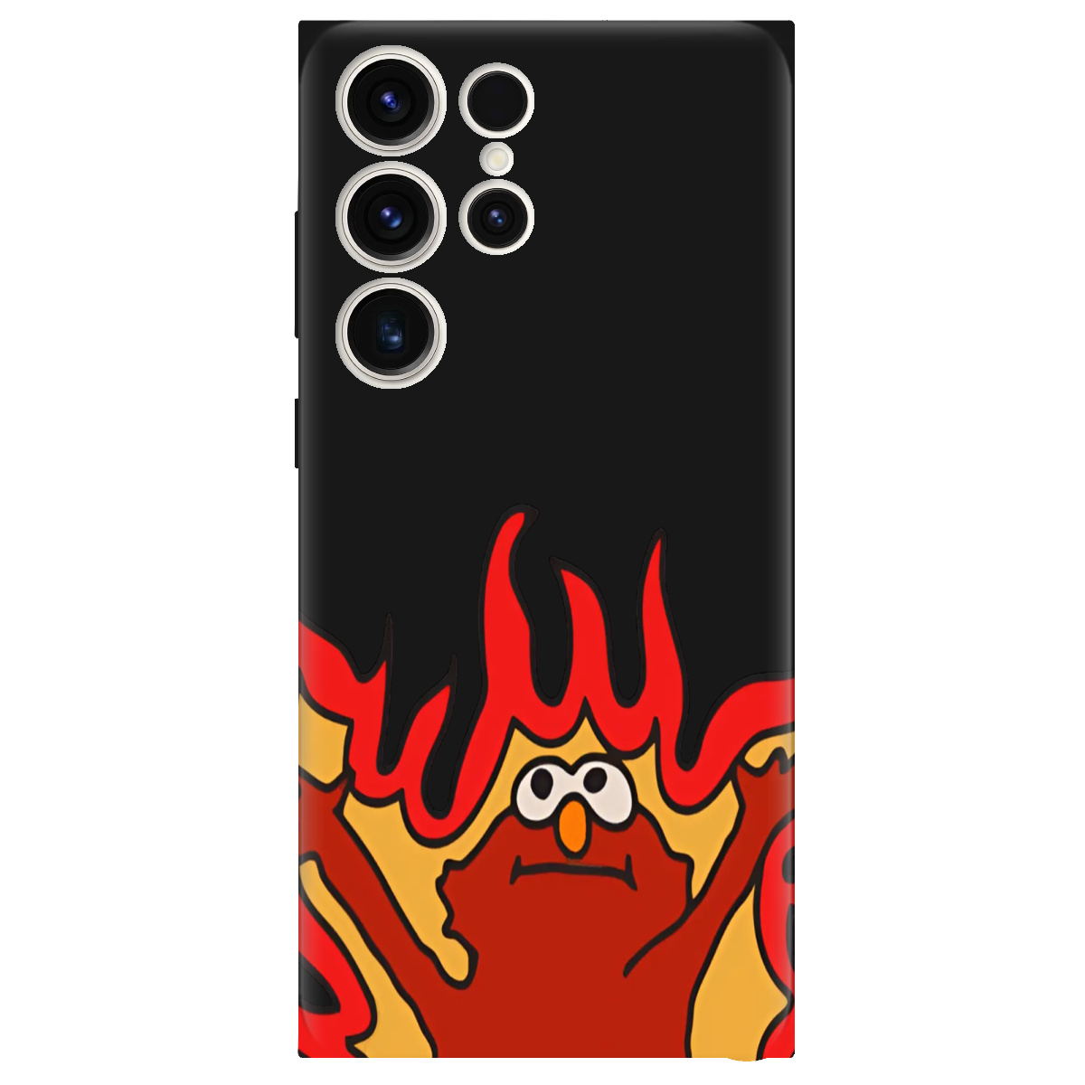 Чехол для Samsung Galaxy S25 Ultra черный матовый soft touch Хаос у вогні - фото 1 - Чехлы для телефонов