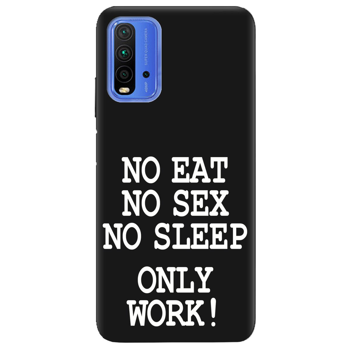 Чехол для Xiaomi Redmi 9T черный матовый soft touch Work only - фото 1 - Чехлы для телефонов